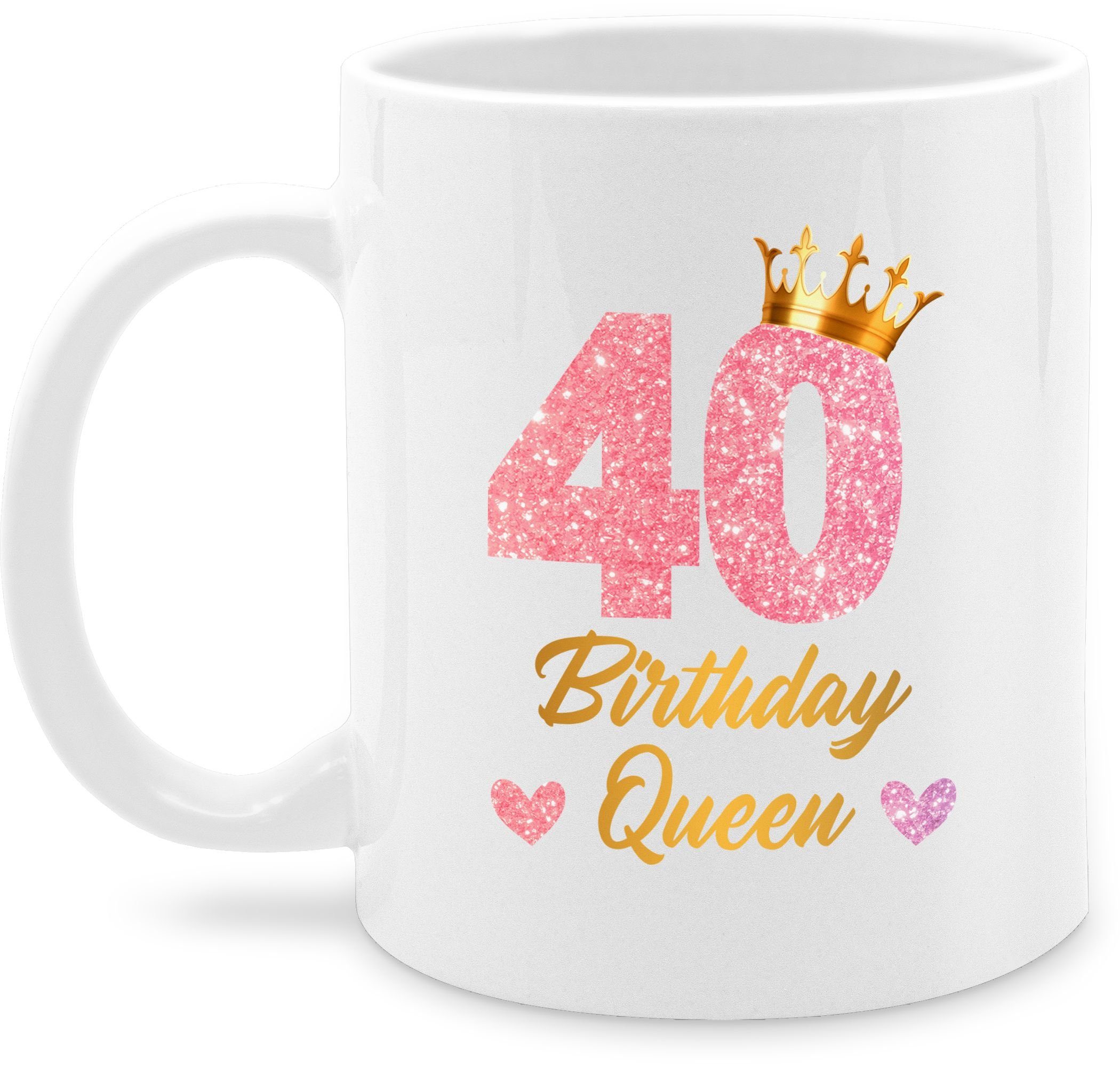 Shirtracer Tasse 40 Birthday Queen Tasse Geburtstag 2 Geburtstagsgeschenk Keramik, Geburtstags 40, Weiß 40. Königin