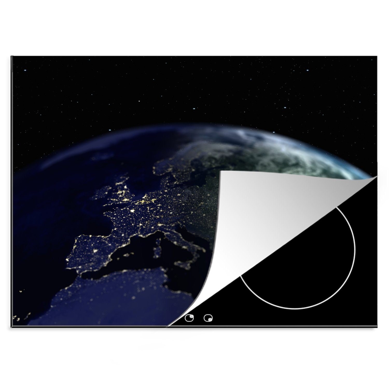 Satellitenbild tlg), Ceranfeldabdeckung von MuchoWow Europa Herdblende-/Abdeckplatte Nacht, Arbeitsfläche Vinyl, (1 cm, 70x52 bei Mobile nutzbar,