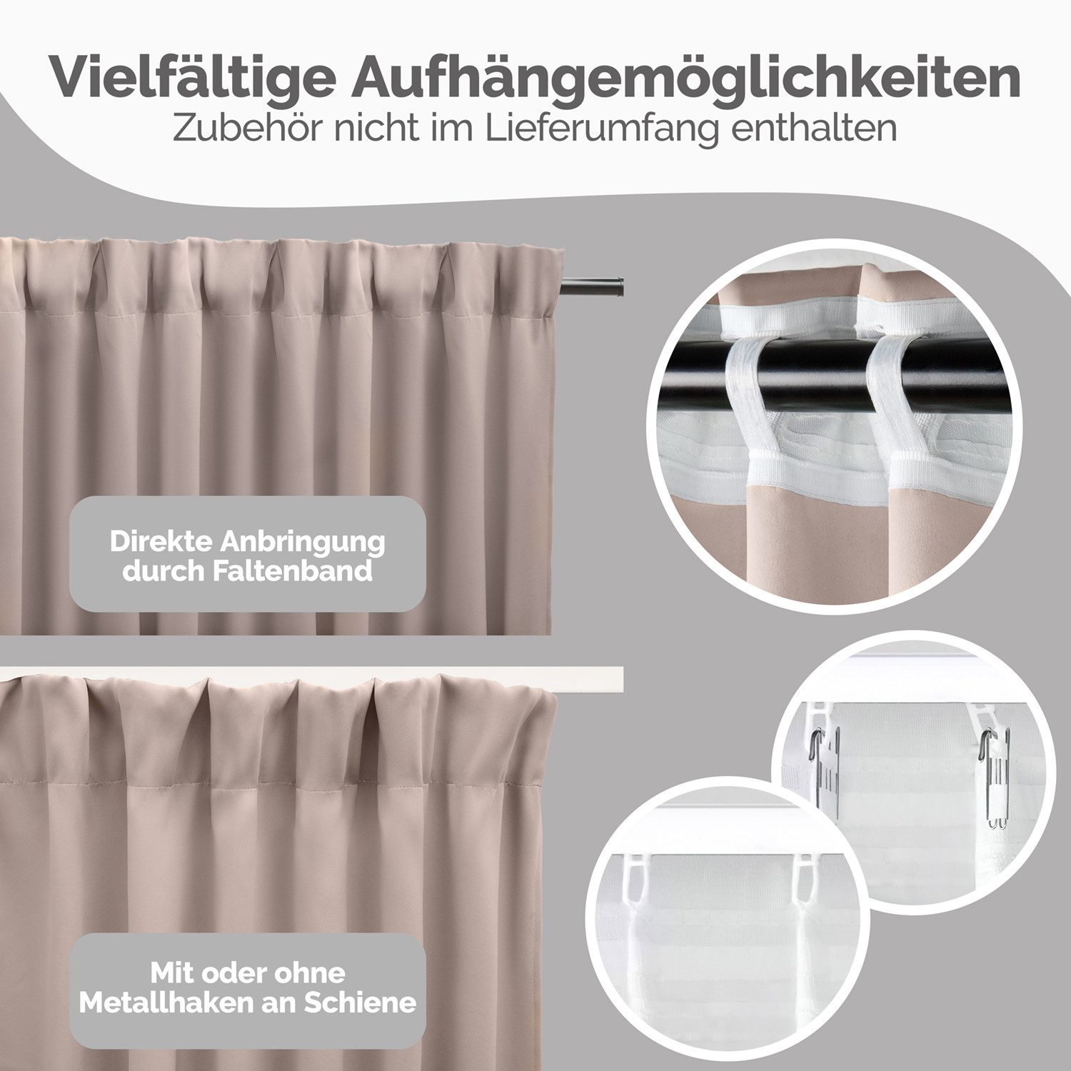 Blumtal Verdunkelungsvorhang Verdunkelungsvorhang 2er-Set Thermovorhang Wärme- & Kälteisolierend, OEKO TEX Zertifiziert mit Kräuselband