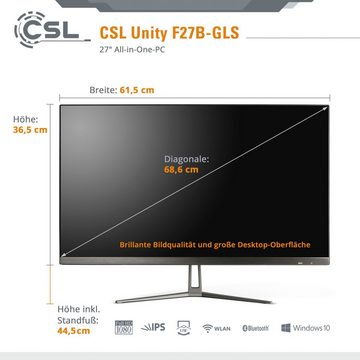 CSL Unity F27-GLS Win 11 All-in-One PC (27 Zoll, Intel® Celeron N4120, 8 GB RAM, 128 GB SSD, passiver CPU-Kühler)