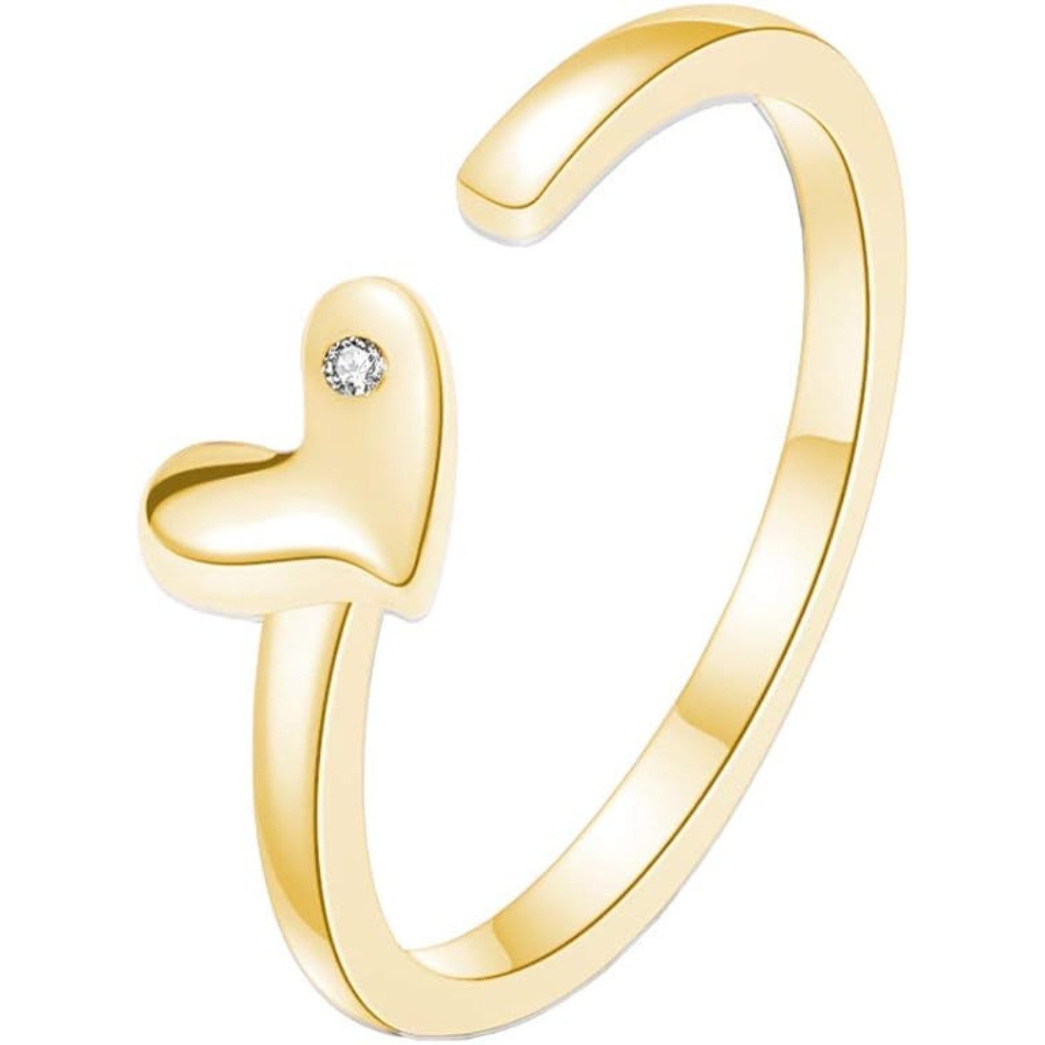 Lisandra Scott Silberring Verstellbar mit Herz & Zirkonia Stein - Verstellbarer Ring für Damen, Dein Herz, dein Ring