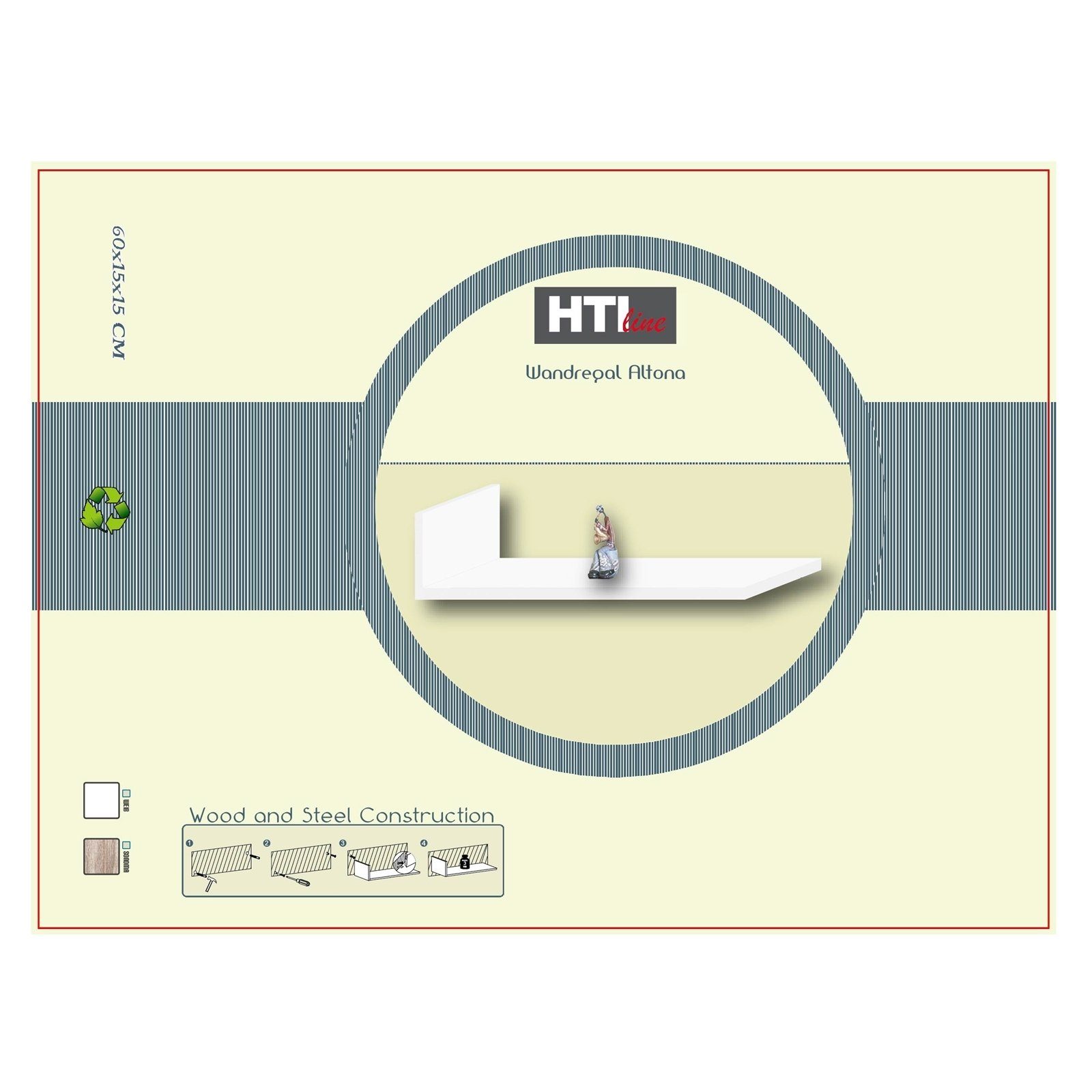 HTI-Living Wandregal Wandregal mit Buchstütze Altona Sonoma, Stück 1-tlg., günstig online kaufen