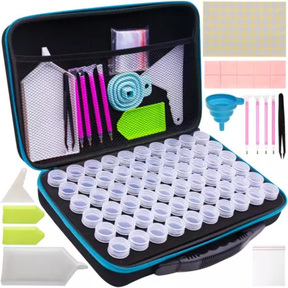 MALATEC Kreativset 5d Diamond Painting Zubehör-Set im praktischen Etui, (5d Diamond Painting Zubehör Koffer-Set, 5d Daimond Painting Zubehörkoffer), Präzisionswerkzeuge für exakte Diamantstickereien.
