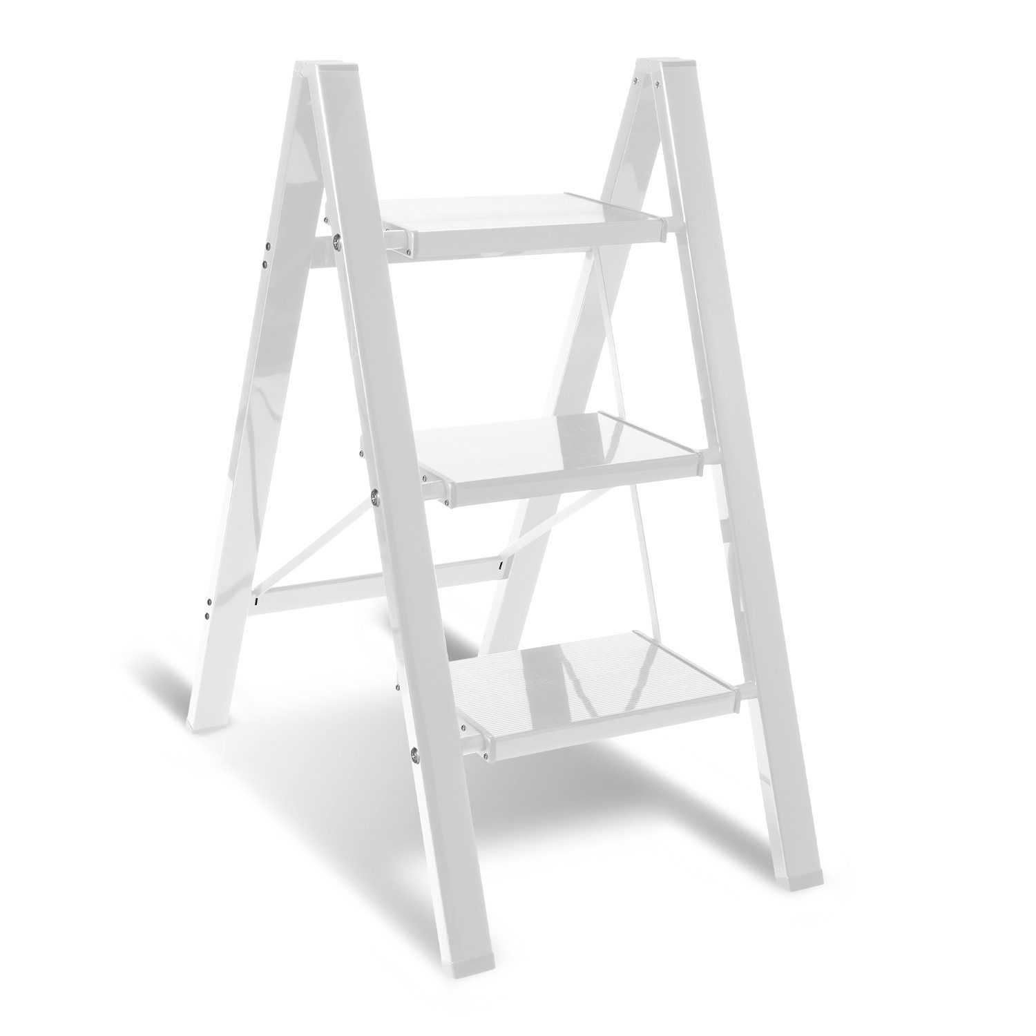 Clanmacy Trittleiter Stehleiter Trittleiter klappleiter 3 Stufen Haushaltsleiter Weiß