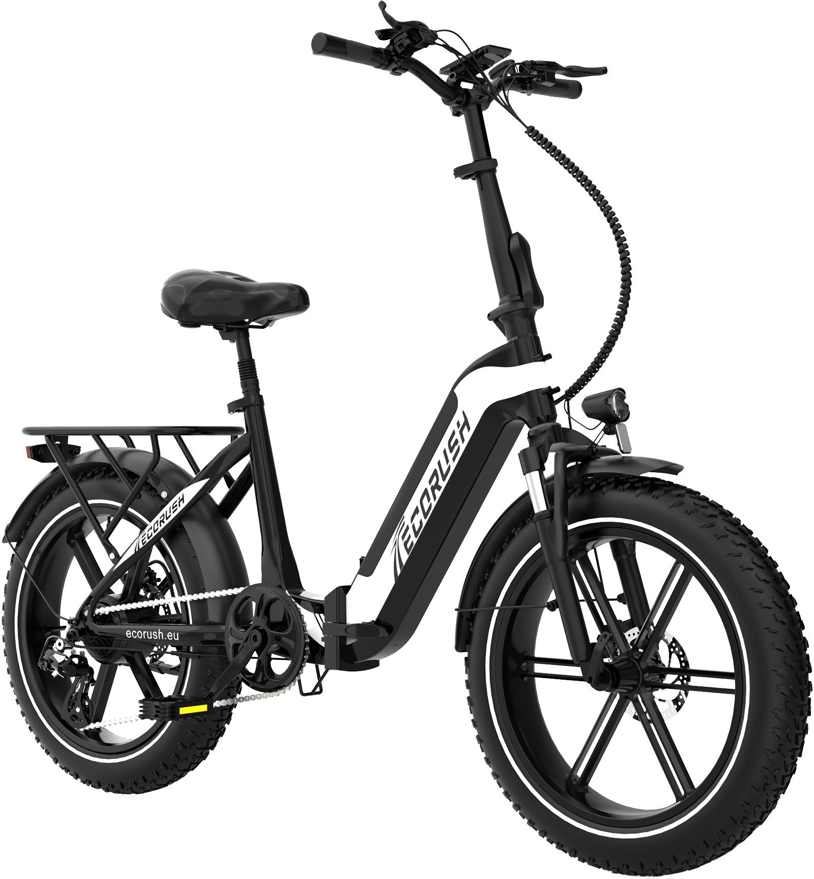 ECORUSH E-Bike Klapprad 20*3,0 Zoll Elektrofahrrad bis zu 60-100km, 7 Gang shimano Schaltwerk, 250W Heckmotor, 499.2 Wh, Faltrad, Pedelec mit StVZO für Damen Herren