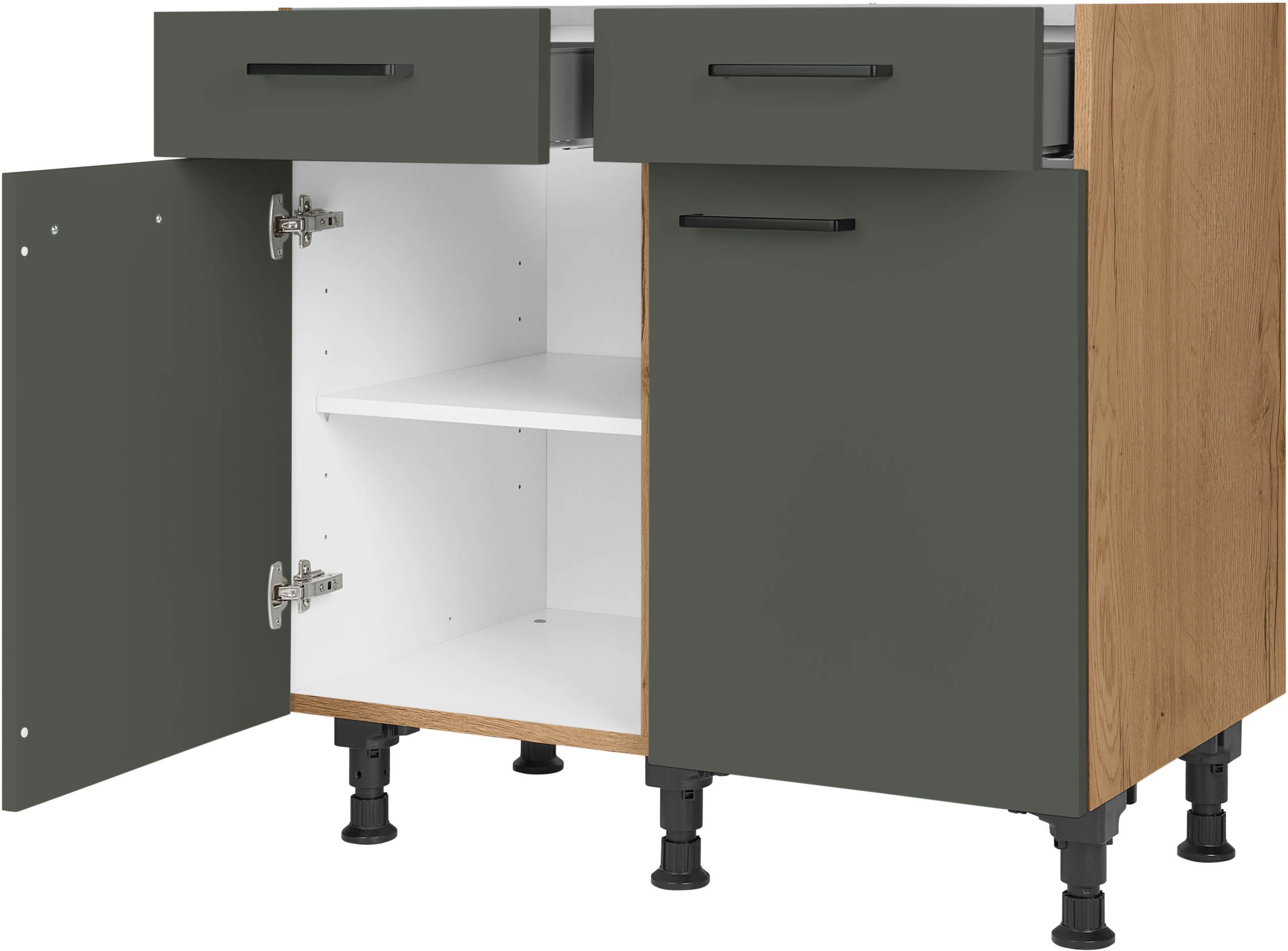 nobilia® Unterschrank "Easytouch", vormontiert, Breite 90 cm, Soft-Close-Funktion bei den Schubkästen, inkl. höhenverstellbare Sockelfüße