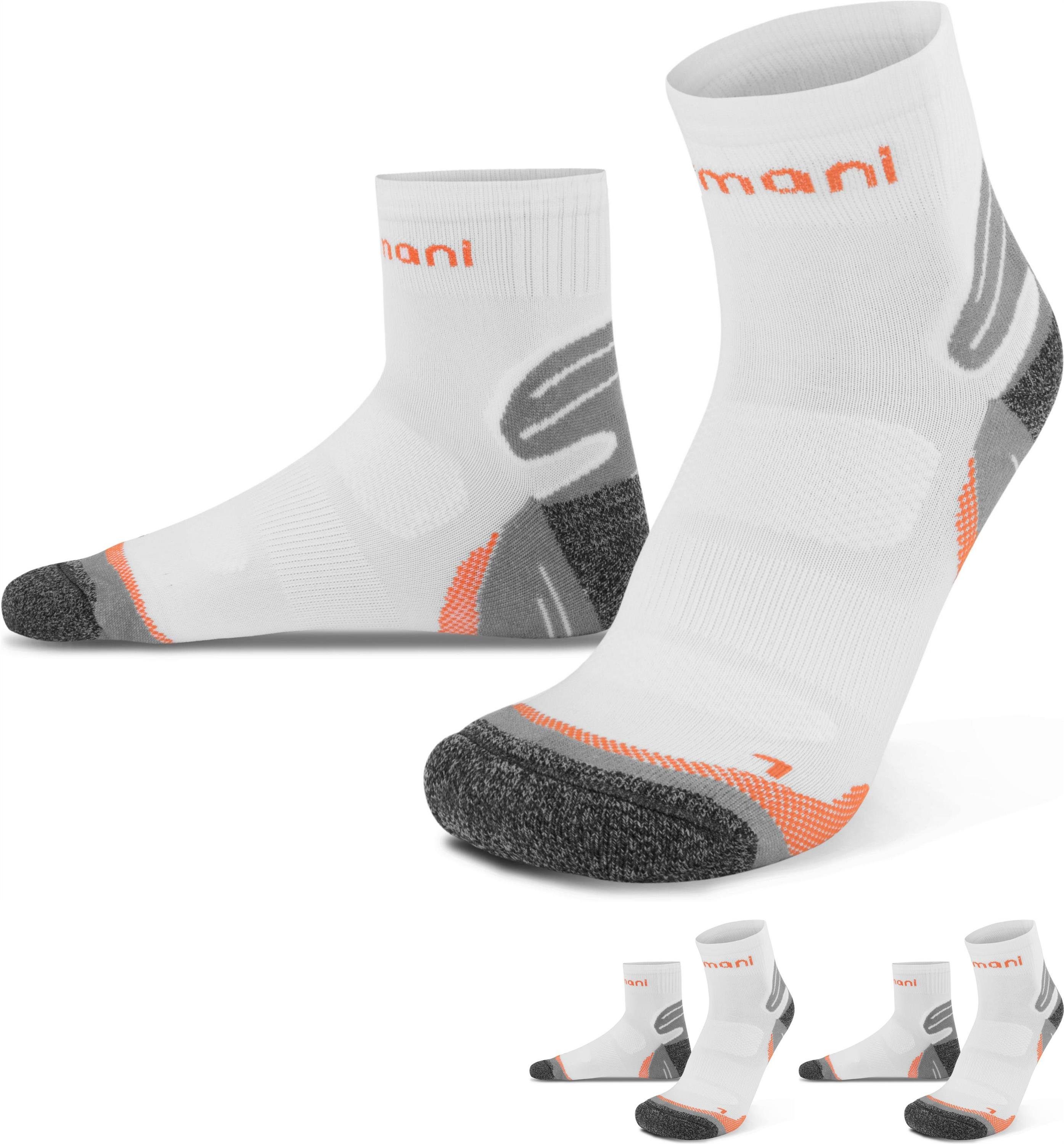 normani Laufsocken (3 Paar) kurzer Schaft mit elastischem Aktivbund Weiß/Orange | Socken