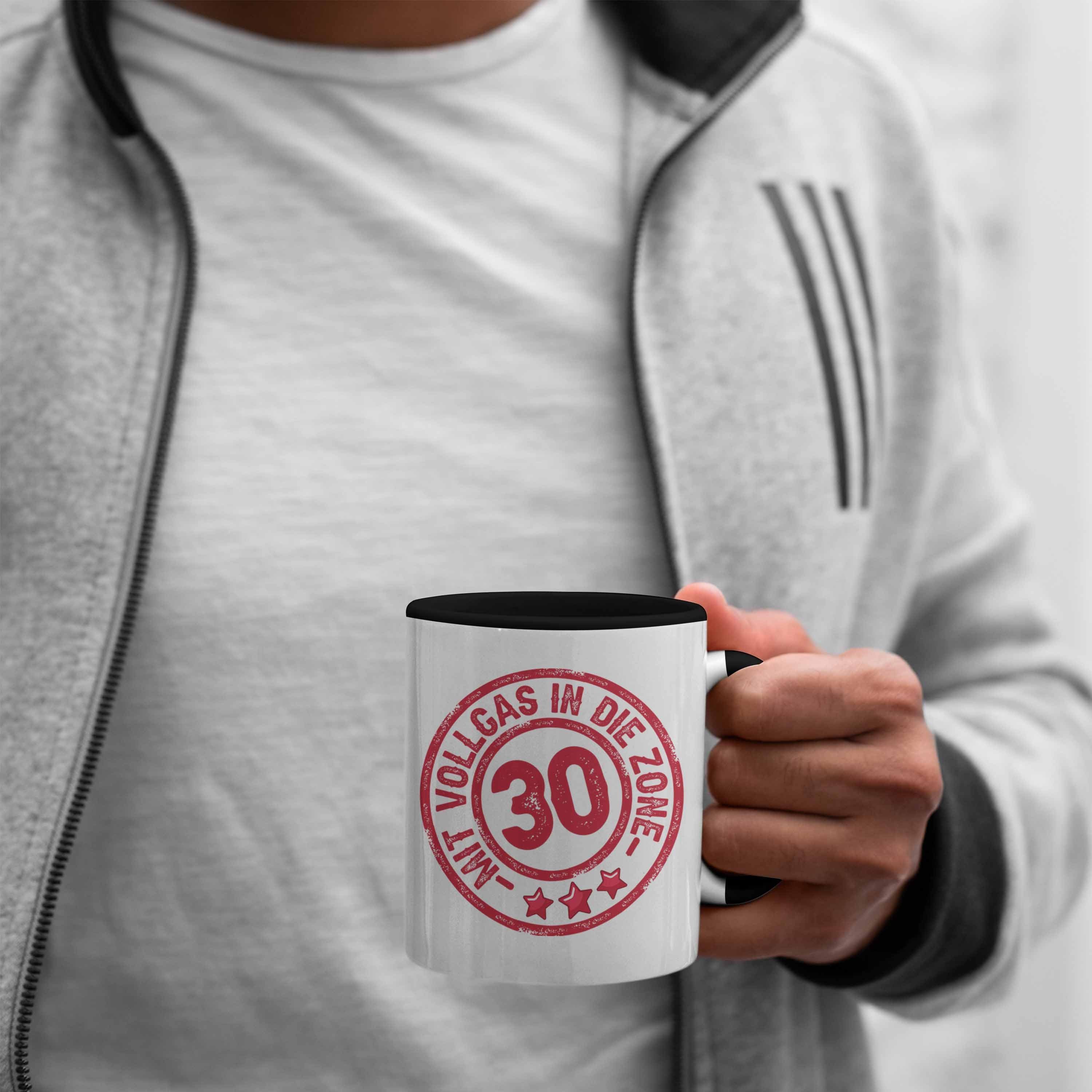 Trendation Geschenk 30er Zon Vollgas Die 30 Kaffee-Becher Geburtstag Schwarz Tasse Tasse Mit In
