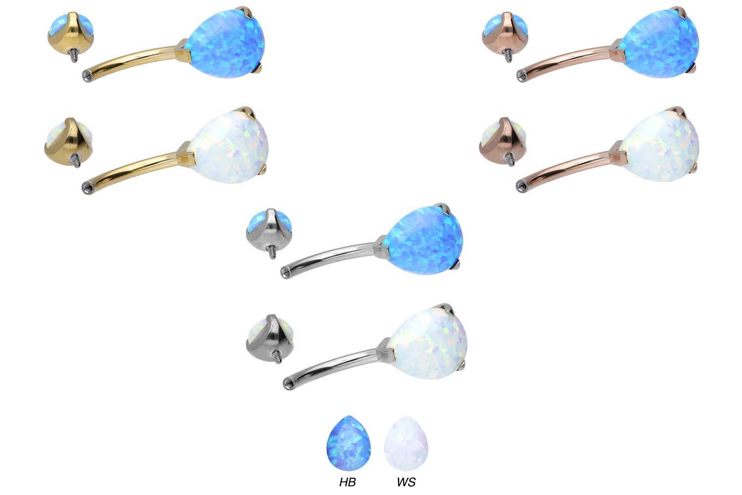 PIERCINGLINE Bauchnabelpiercing Titan Bananabell mit Innengewinde SYNTHETISCHER OPALTROPFEN (Bananabells, 1-tlg)