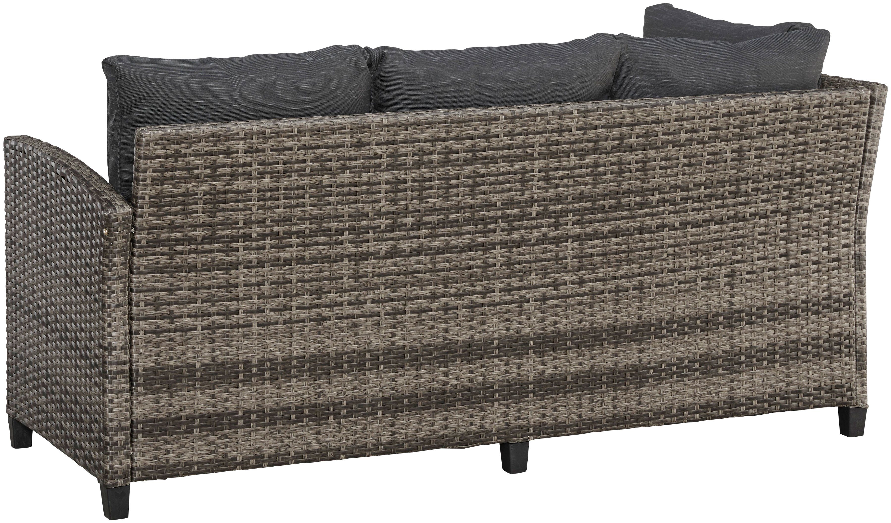 KONIFERA Gartenlounge-Set Rotterdam, Sofas, cm, 2 Hocker, Polyrattan 120x82 grau 3 (20-tlg), Tisch anthrazit 