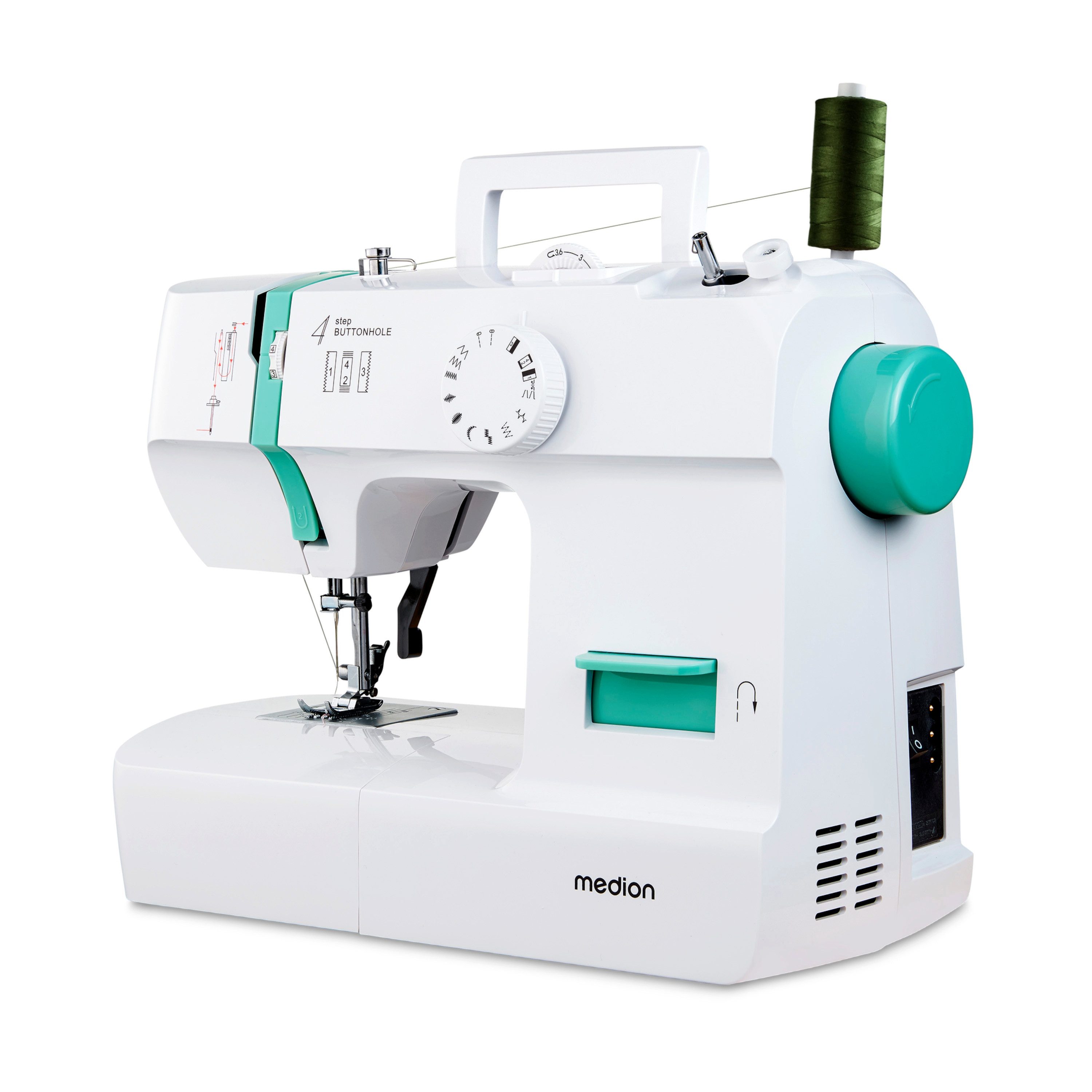 Medion® Nähmaschine Nähmaschine MEDION LIFE SM70 (MD 11179), einstellbare Stichlänge, 4 Schritte Knopfloch, umfangreiches Zubehör