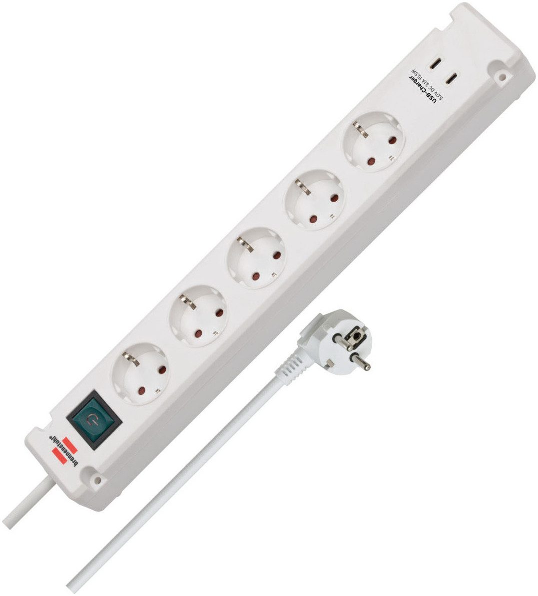 Brennenstuhl Bremounta H05VV-F3G1,5 3m 5-fach mit 2 USB-C-Ladebuchsen Steckdosenleiste (USB-Anschlüsse, Kabellänge 3 m)