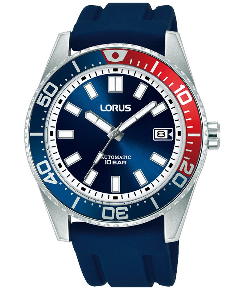 LORUS Automatikuhr RU431AX9, Armbanduhr, Herrenuhr, Mechanische Uhr, Silikonarmband, analog, Tag