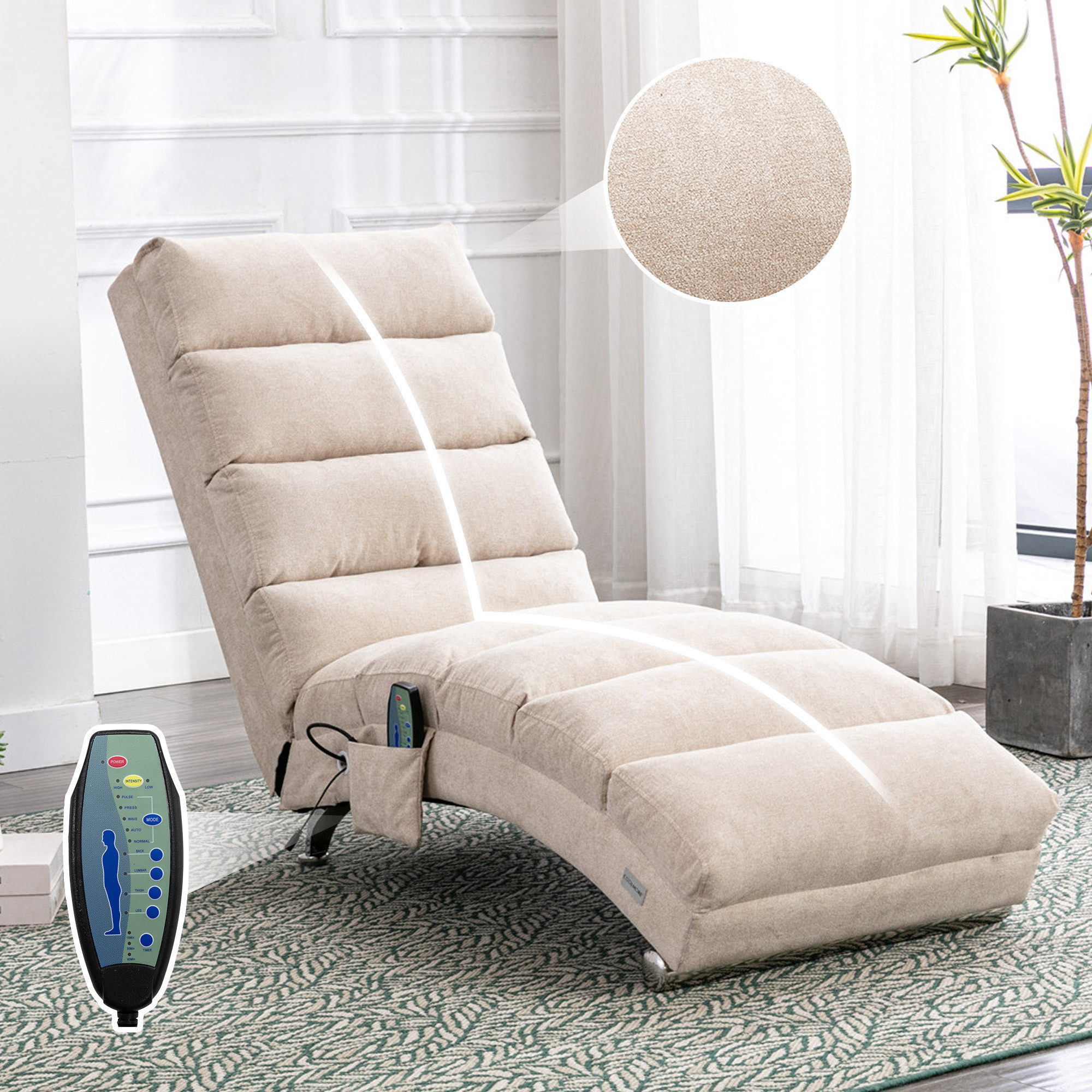 Furnishings Home Massagesessel Relaxliege Elektrisch Relaxsessel Schlafsessel (5 Sanfte Massageprogramme mit Fernbedienung,250 kg Belastungskapazität), Ergonomische Fernbedienungs-Steuerung