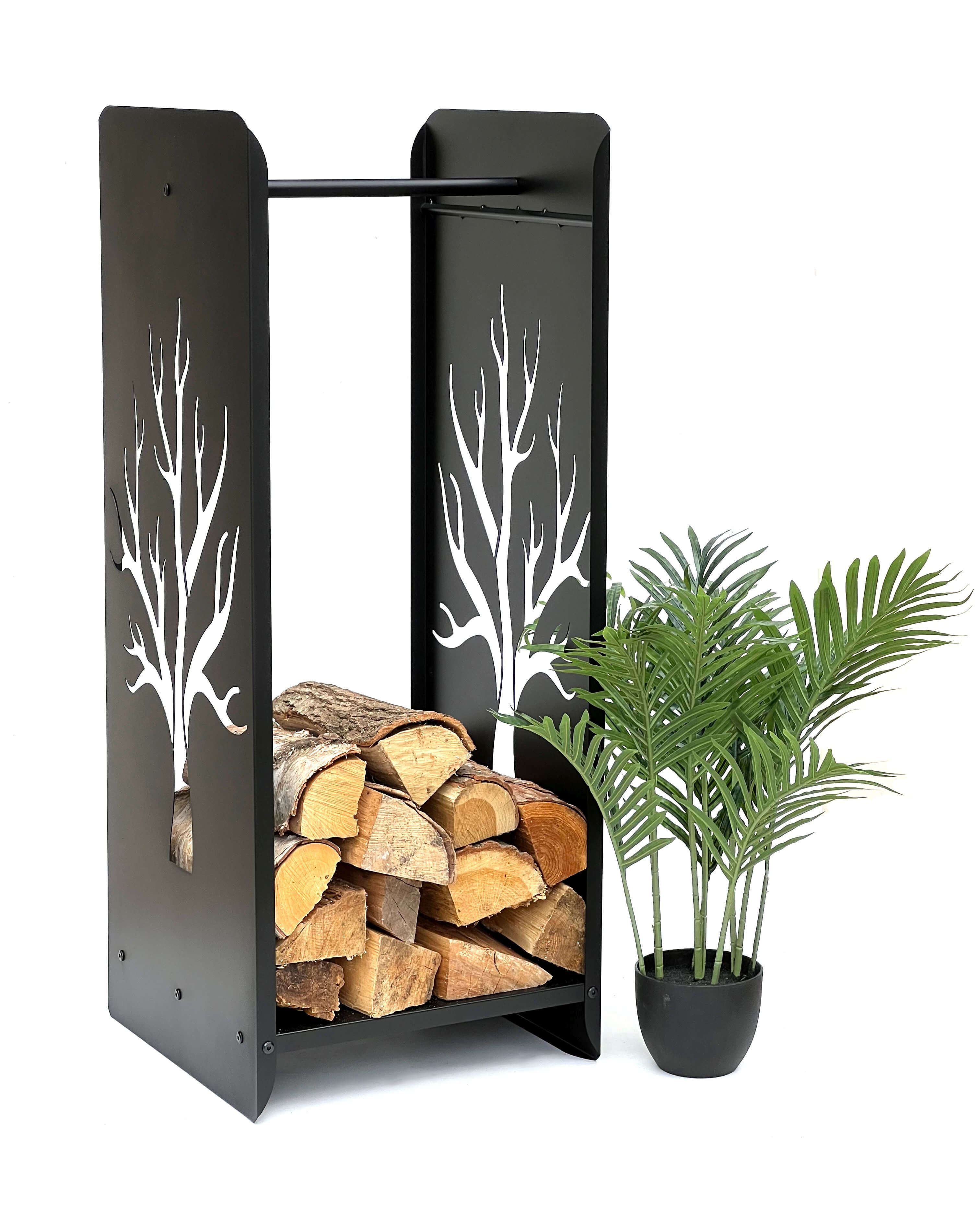 DanDiBo Kaminholzregal Innen Metall Schwarz 100 cm Kaminholzständer 96428