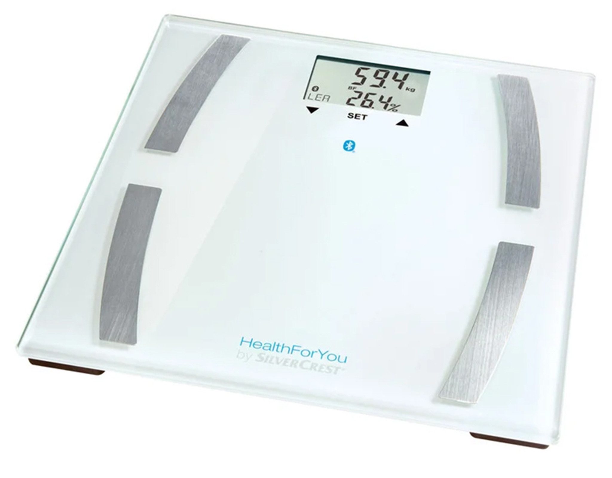 SilverCrest Personenwaage Diagnosewaage Körperwaage Waage Gewichtswaage mit App SBF 77 weiß