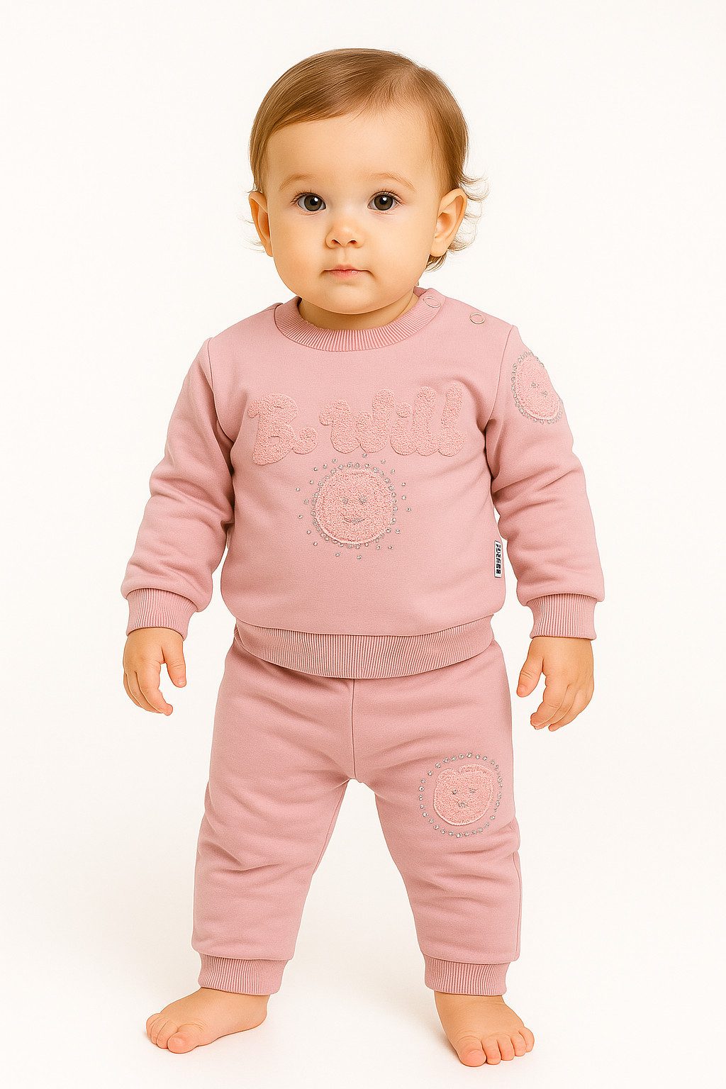 Neugeborenen-Geschenkset Mädchen Outfit, Anzug, 2er Set, Pullover, Hose, Rosa, 100 % Baumwolle