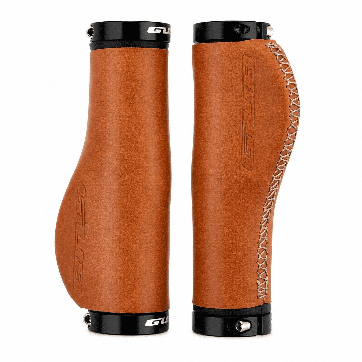 MidGard Fahrradlenkergriff Fahrradgriffe Lenkergriffe Leder für MTB Trekkingrad E-Bike Cityrad (2-St), ergonomische Lenkergriffe aus braunes echtes Leder