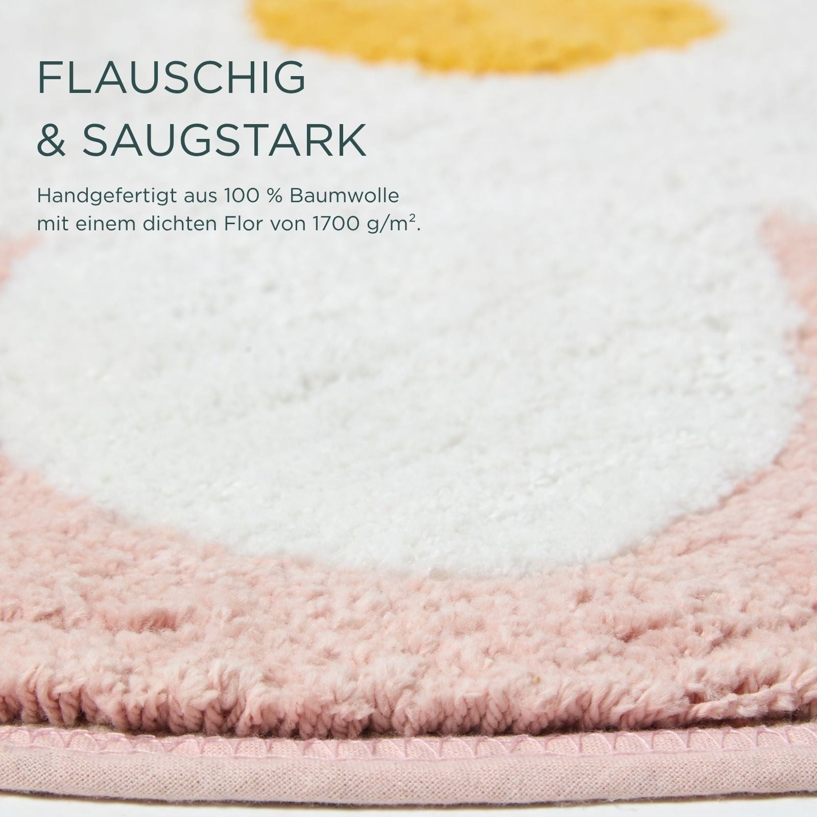Homescapes Badematte Badematte Blume rund 60 cm - Badteppich rosa, 100 % Baumwolle, Höhe 10 mm, 60 cm – Bild 3 von 5