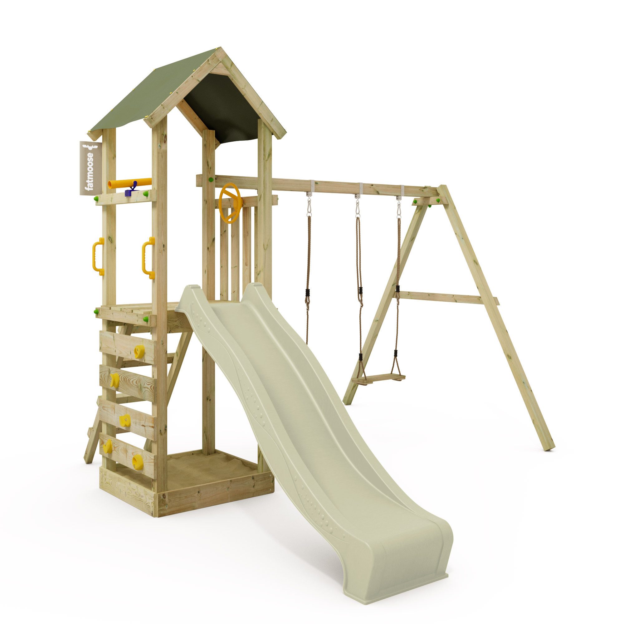 Spielturm KiwiKey - Abenteuerlicher Kletterturm mit Doppelschaukel