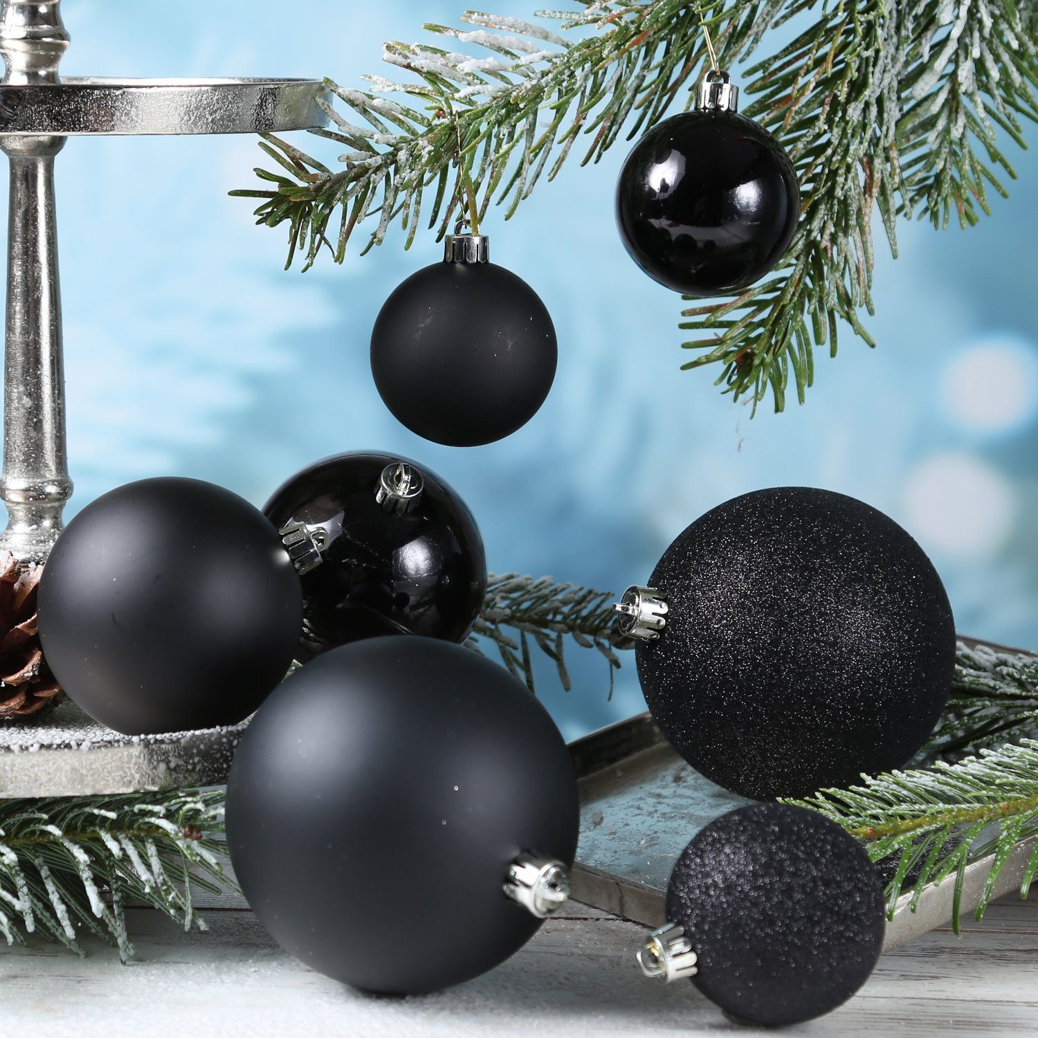 Weihnachtskugel schwarz St) (26 MARELIDA glänzend matt bruchfest 26er Christbaumkugel Weihnachtsbaumkugel