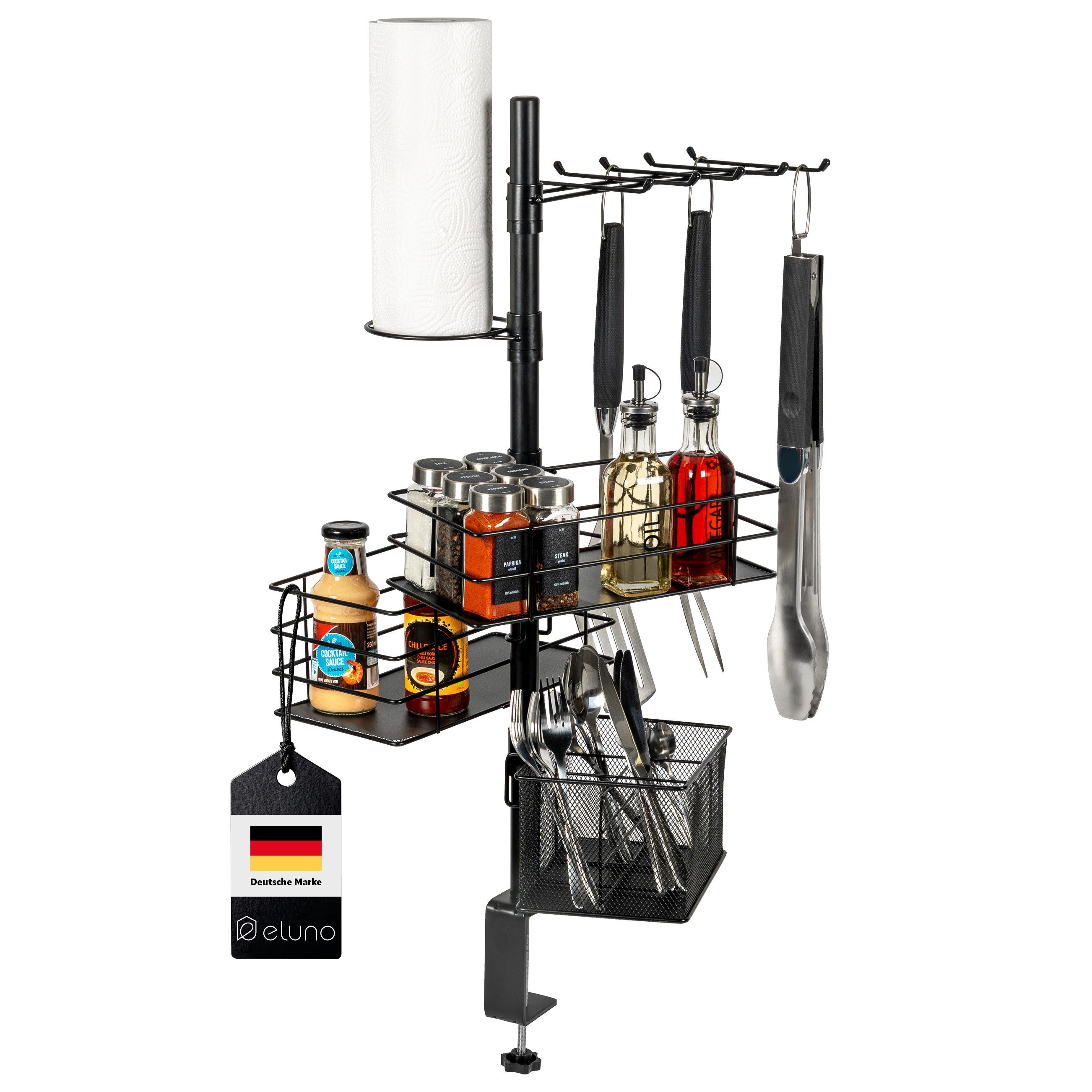 eluno Halterung 5-in-1 Grillzubehör-Organizer zur Klemmmontage