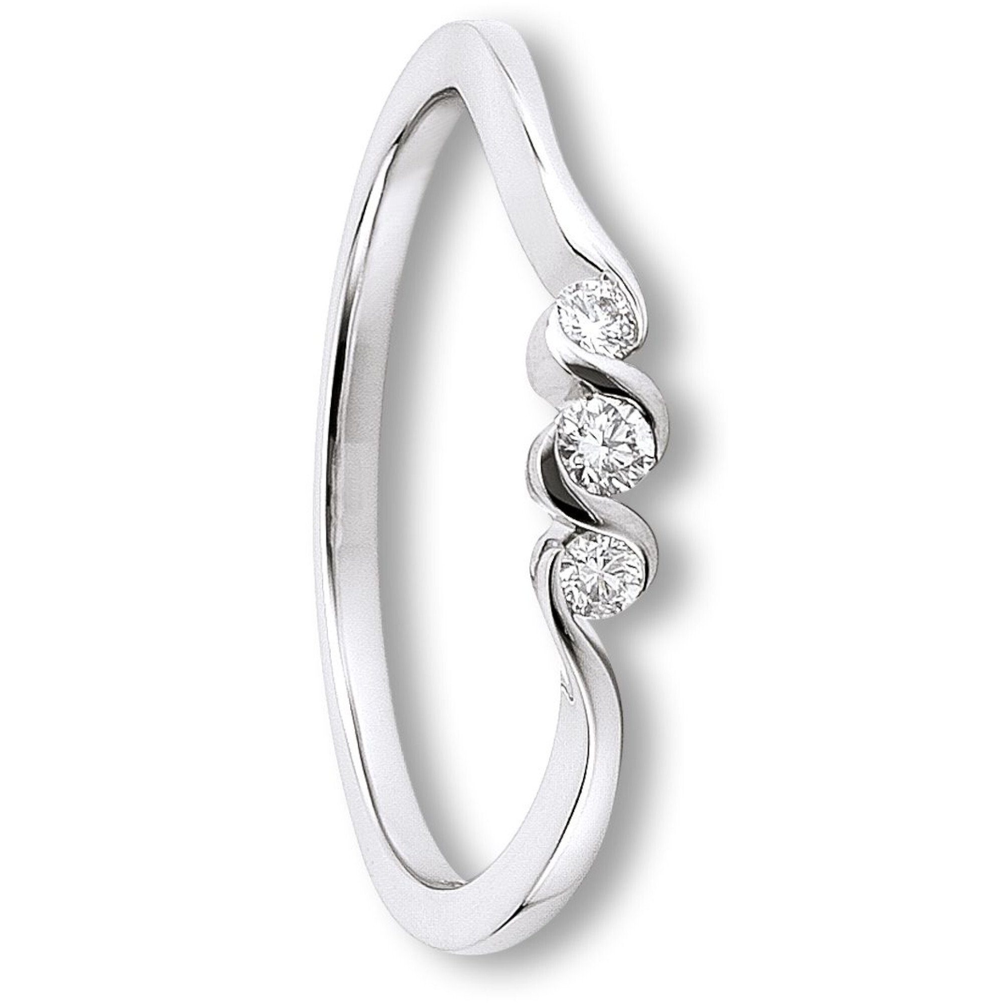 Weißgold, Diamant Ring Brillant ct Diamantring Damen ELEMENT Schmuck ONE aus 0.1 585 Gold