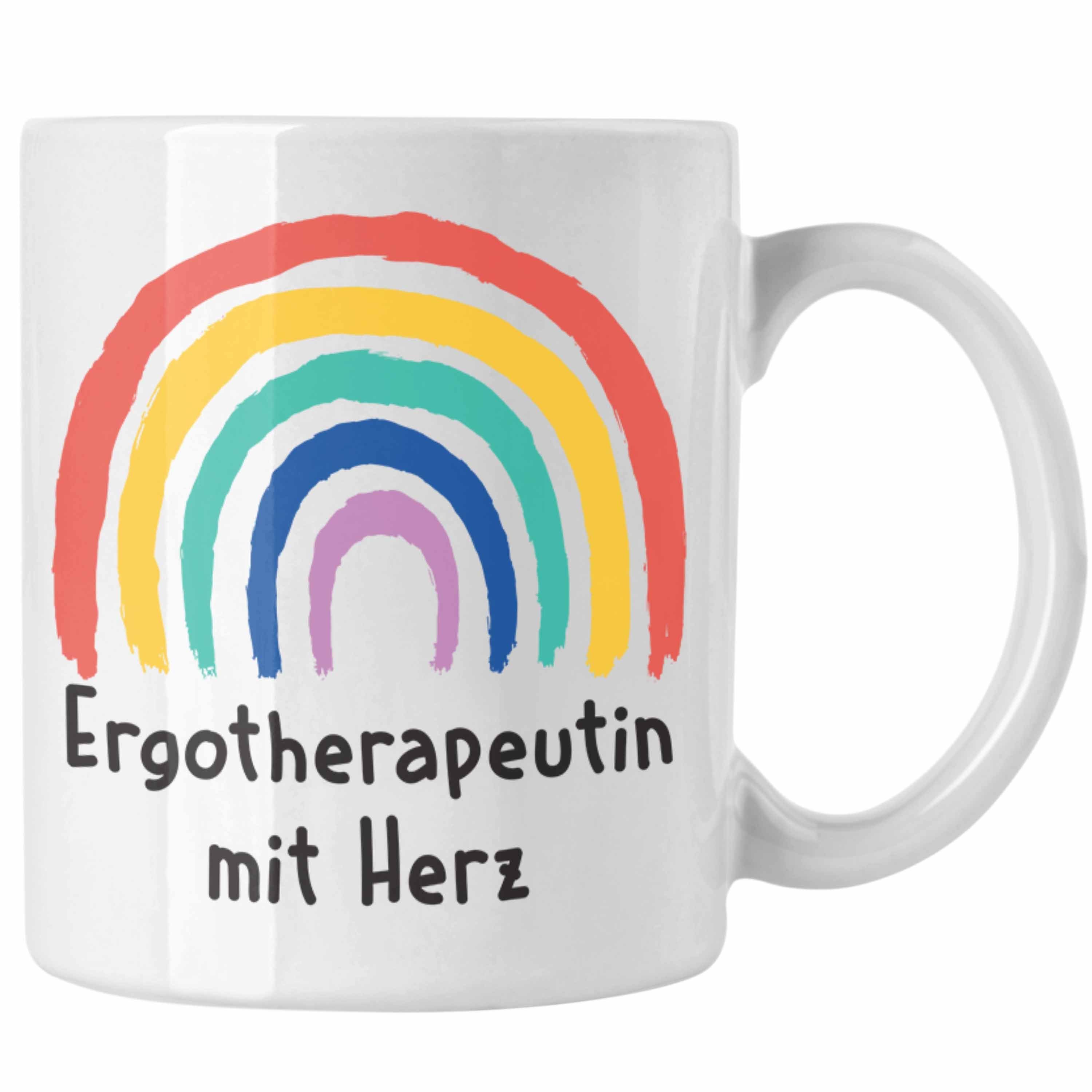 Geschenk Herz mit Weiss Dankeschön mit Ergotherapeutin Trendation Tasse - Trendation Spruch Tasse Kaffeetasse Zubehör