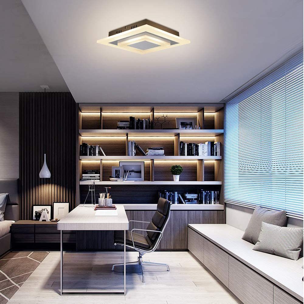 ZMH LED Deckenleuchte Quadratisch Dimmbar stufenlos mit Fernbedienung, Dimmfunktion, LED fest integriert