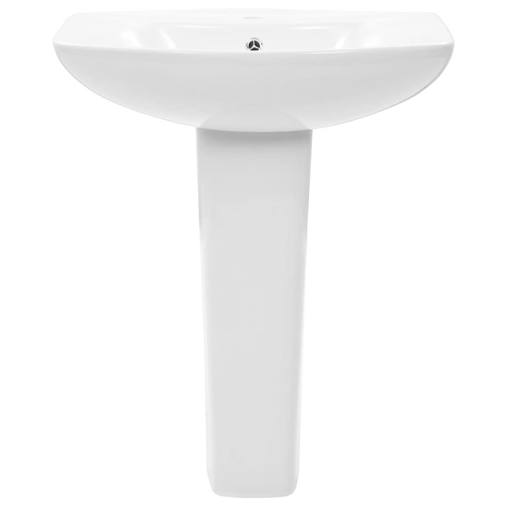 vidaXL Waschbecken Standwaschbecken Freistehendes Waschbecken mit Säule Keramik Weiß 650x