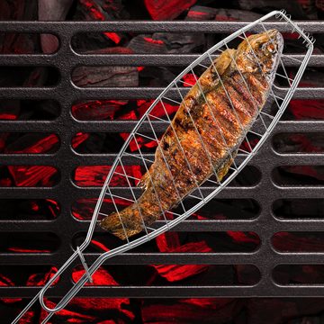 relaxdays Grillguthalter Fischbräter Grill 6er Set, Edelstahl, (6-St., 6er Set)