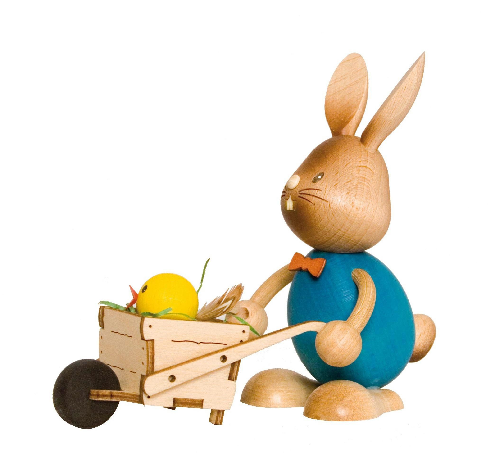 Kuhnert Osterhase Kuhnert Stupsi Hase mit Schubkarre, Erzgebirgische Holzkunst
