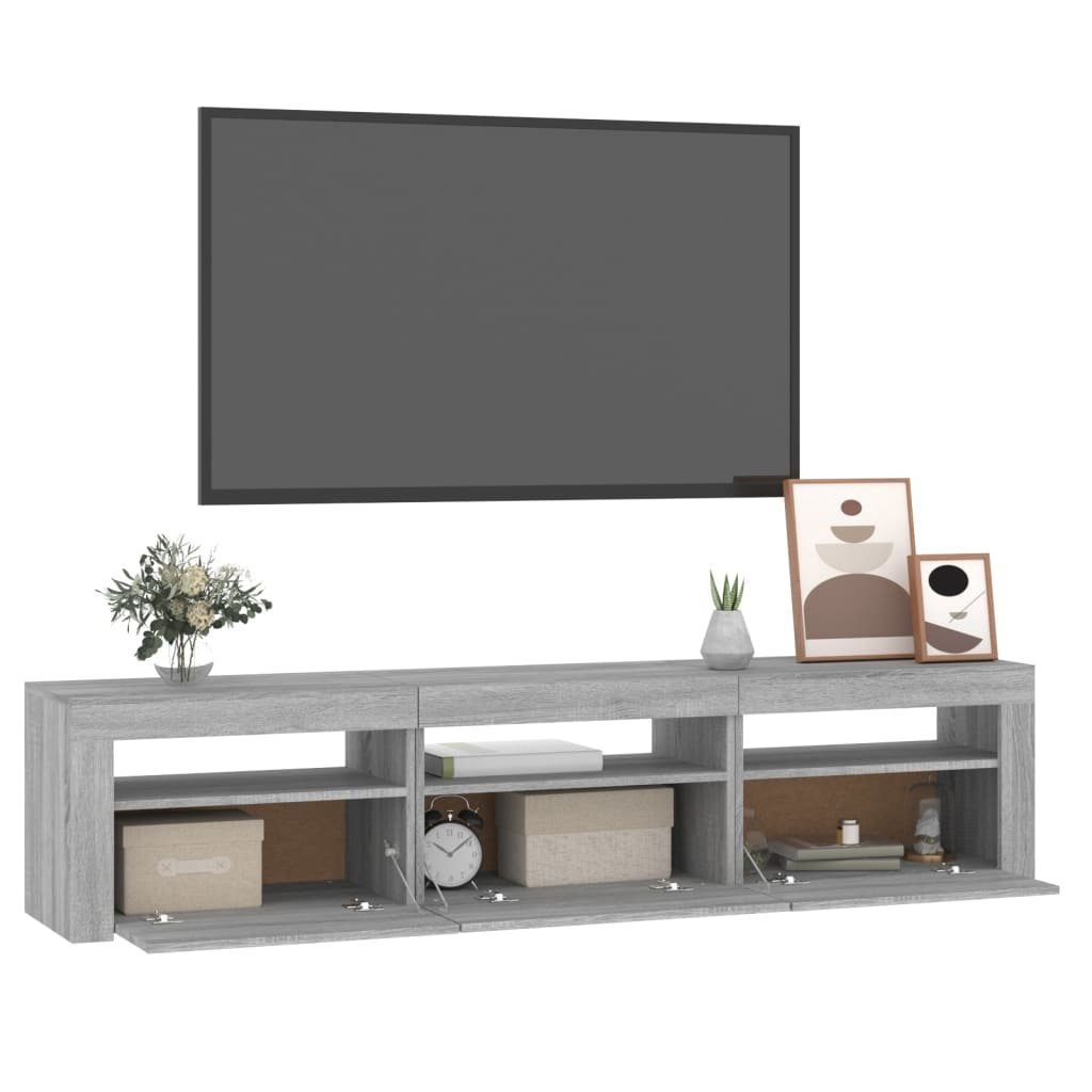 vidaXL TV-Schrank mit cm LED-Leuchten (1-St) Grau TV-Schrank 180x35x40 Sonoma