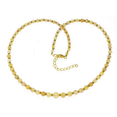 Bella Carina Perlenkette Kette mit echtem Edel Opal, facettierte runde Perlen, mit echten Opal Perlen, Opal aus Äthiopien