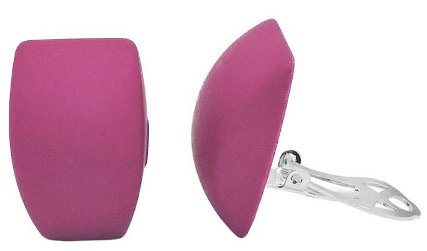 unbespielt Paar Ohrclips Modeschmuck Ohrringe Trapez pink matt 27 x 17 mm Kunststoff, Modeschmuck für Damen