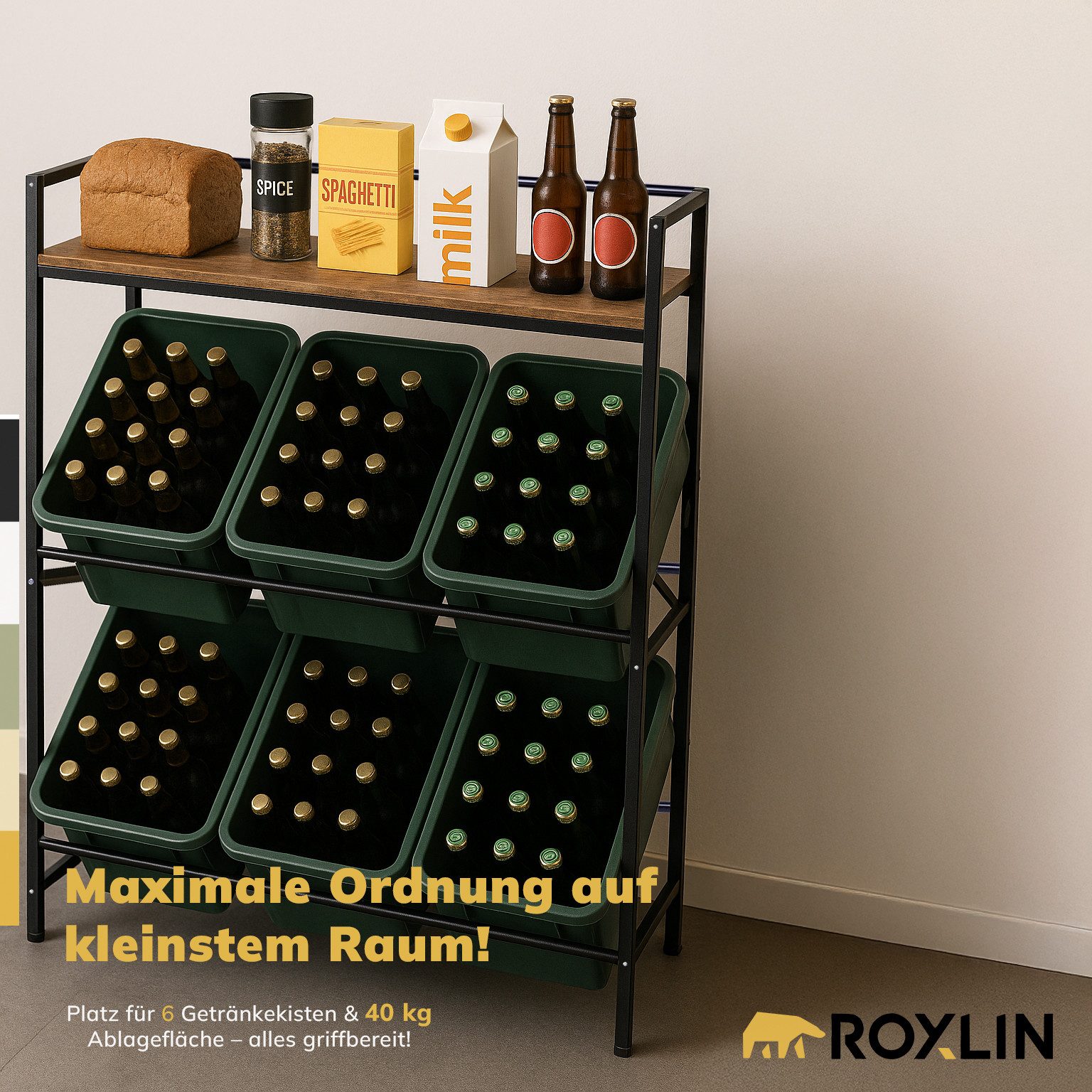 Roxlin Ablageregal Getränkekistenregal für 3/6 Kisten – Metallregal mit Abl günstig online kaufen