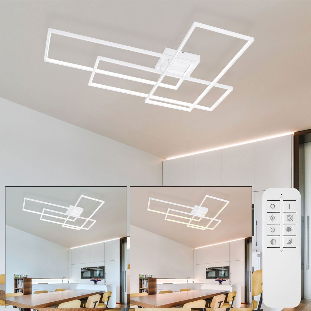 Neutralweiß, Fernbedienung Leuchte verbaut, Wohn fest Deckenleuchte, LED Lampe Beleuchtung Decken Tageslichtweiß, Kaltweiß, LED-Leuchtmittel etc-shop Dimmbar LED Zimmer Warmweiß,