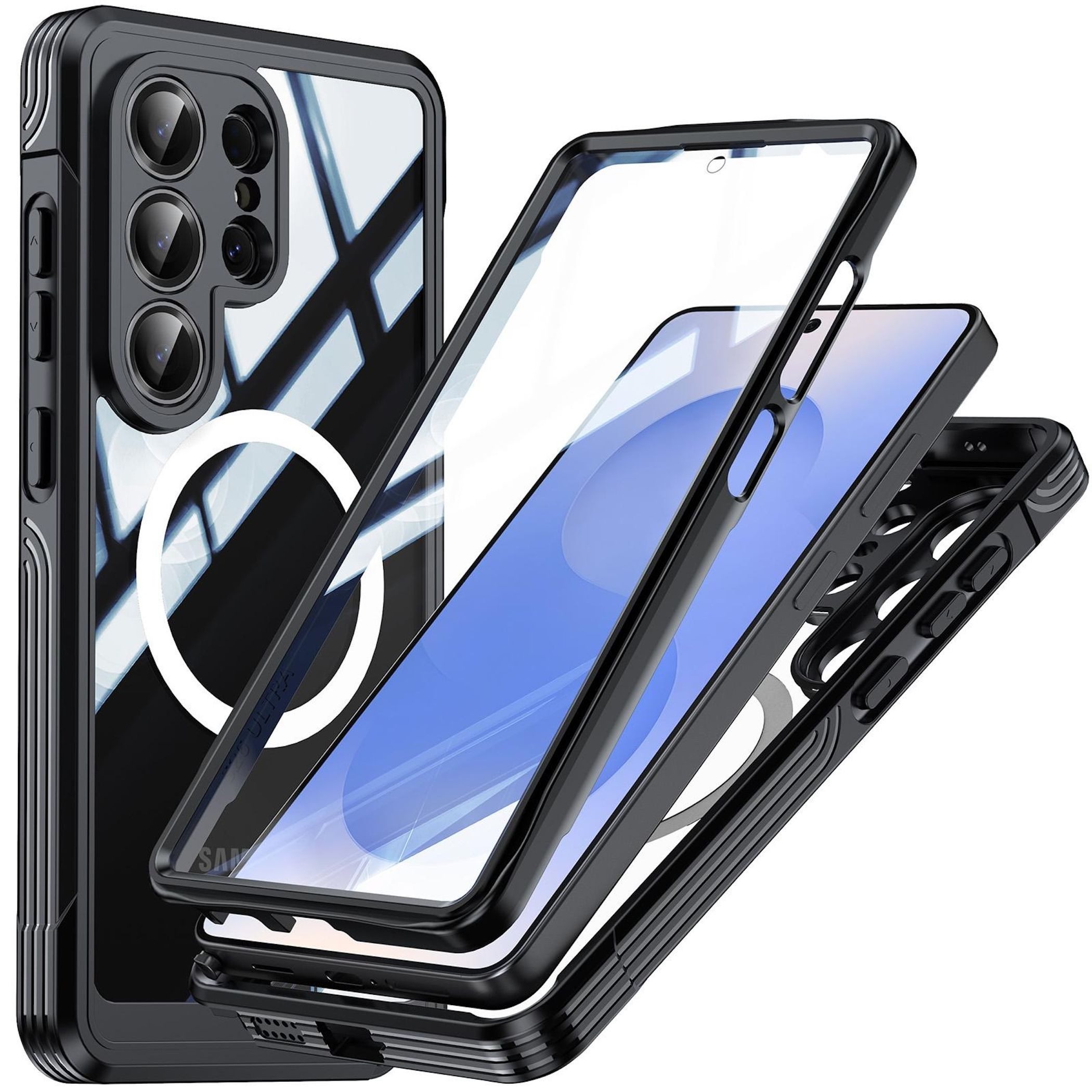 Wigento Handyhülle MagSafe für Samsung Galaxy S26 Ultra 5G 360 Grad Bumper Schwarz 6,9 Zoll, Full Body, MagSafe-Unterstützung, präzise Passform