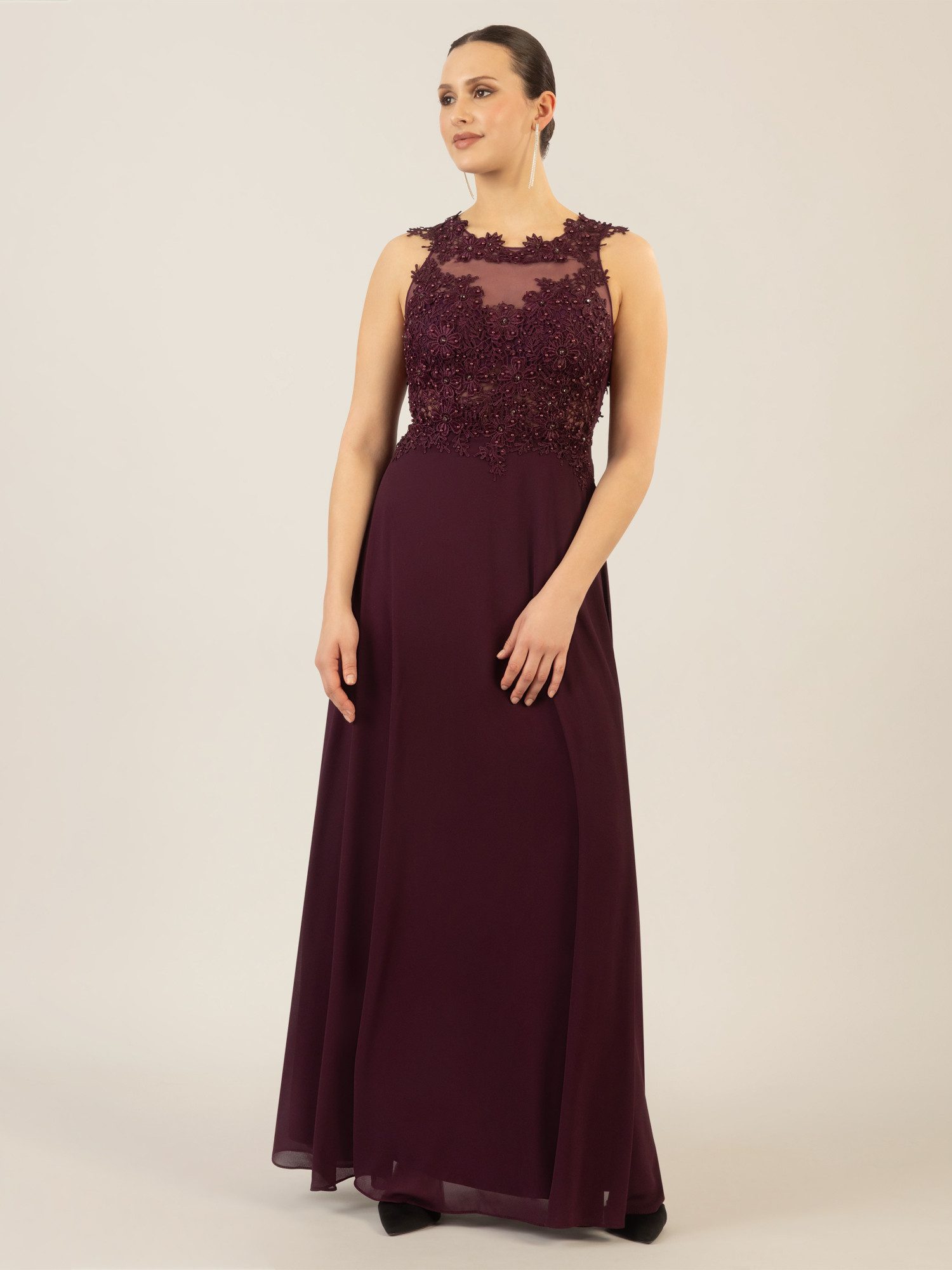 Apart Abendkleid im Materialmix aus bestickter günstig online kaufen