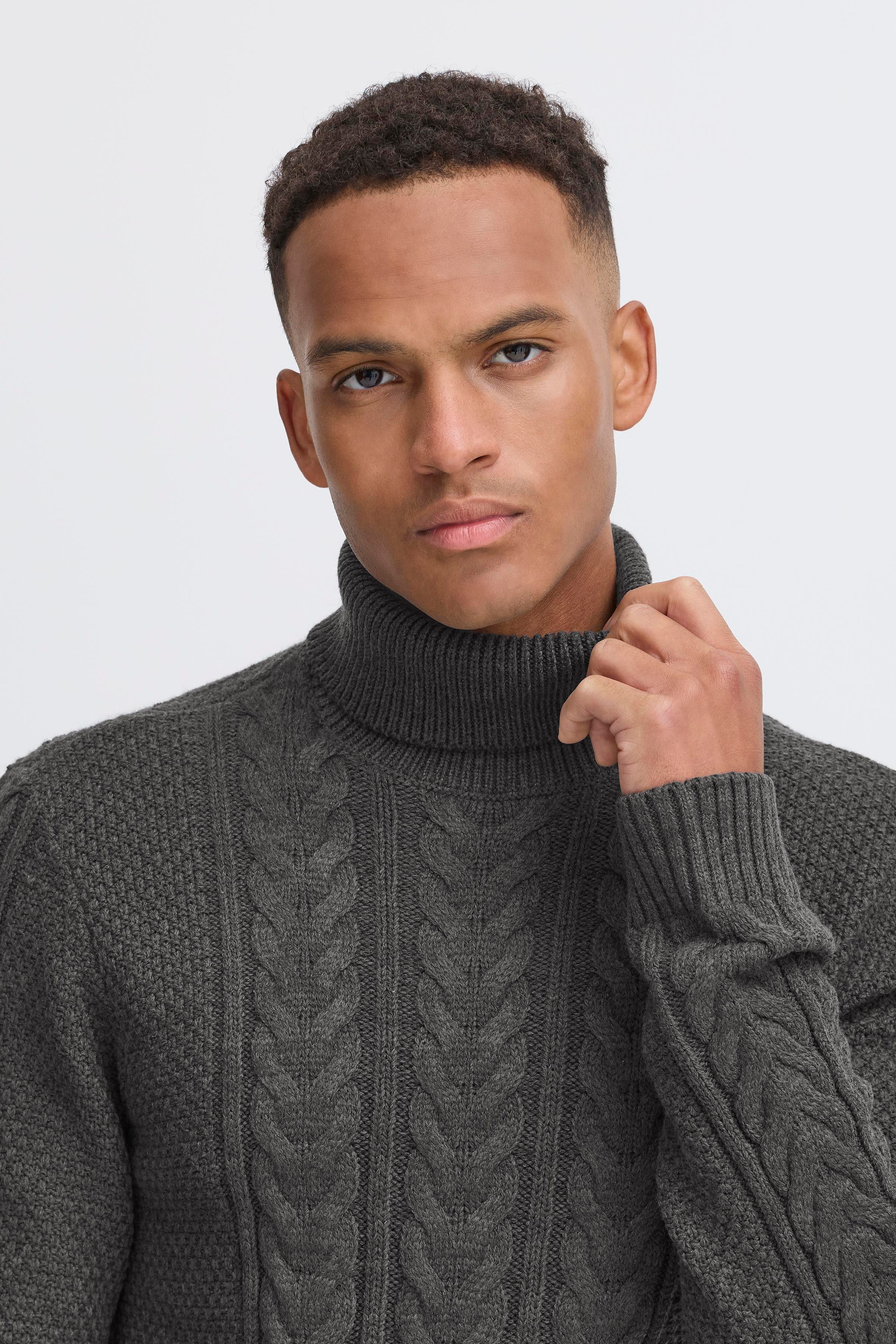 Blend Stehkragenpullover BHBASIM Roll mit Markenlabel, aus Baumwollmischung, Regular Fit, unifarben
