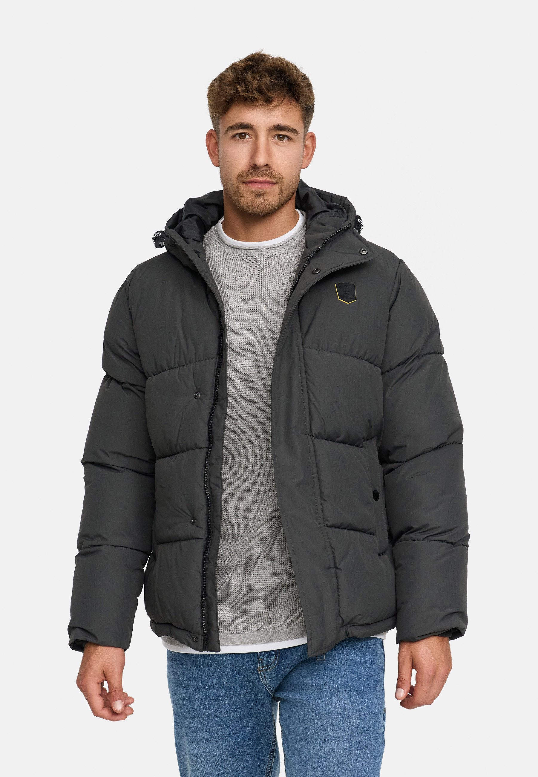 Indicode Winterjacke Herren INLaurits Jacket Herrenjacke Daunen-Optik mit Kapuze und sportiver Steppoptik