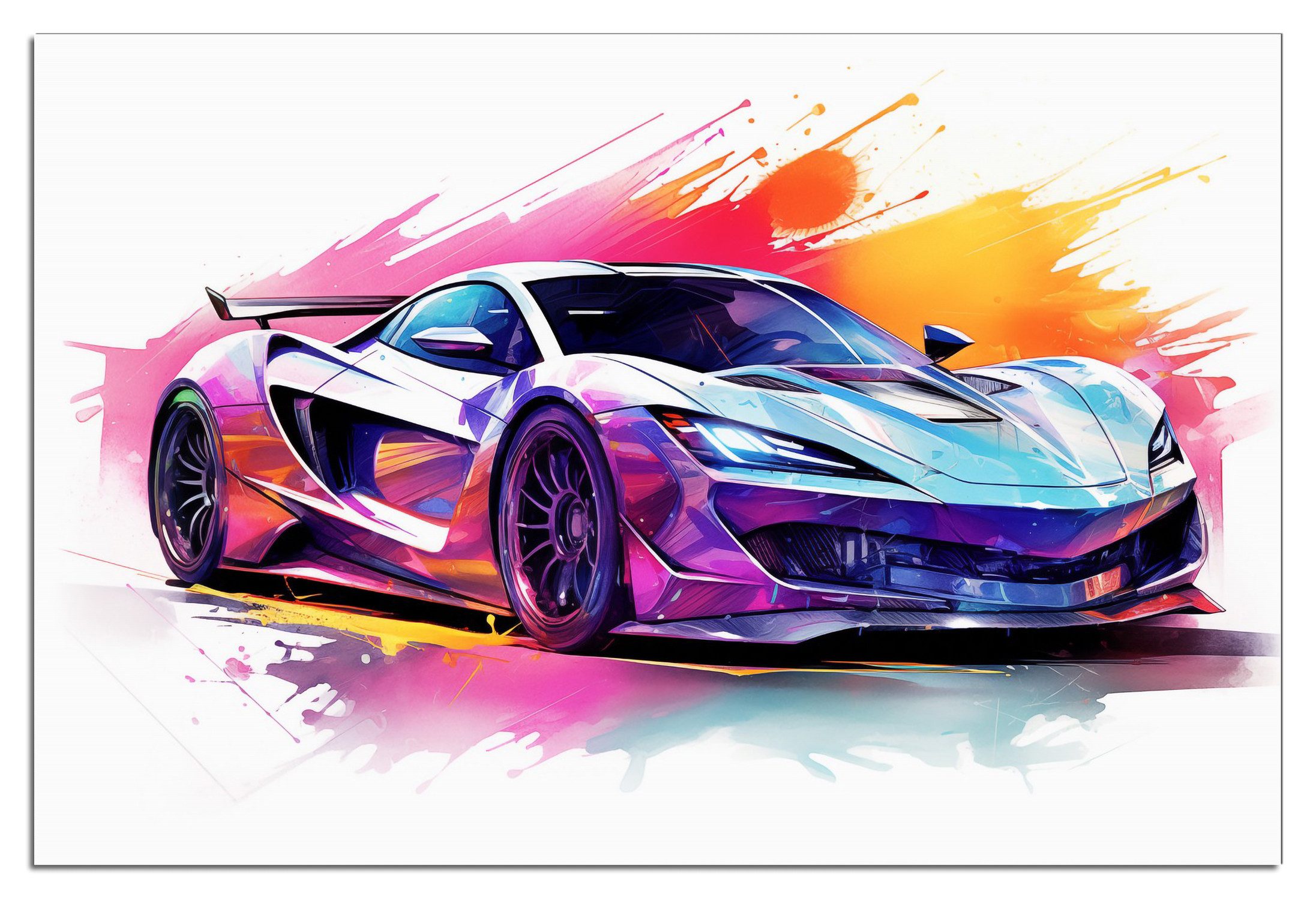 Wallario Poster, Auto in Aquarellfarben, in verschiedenen Ausführungen