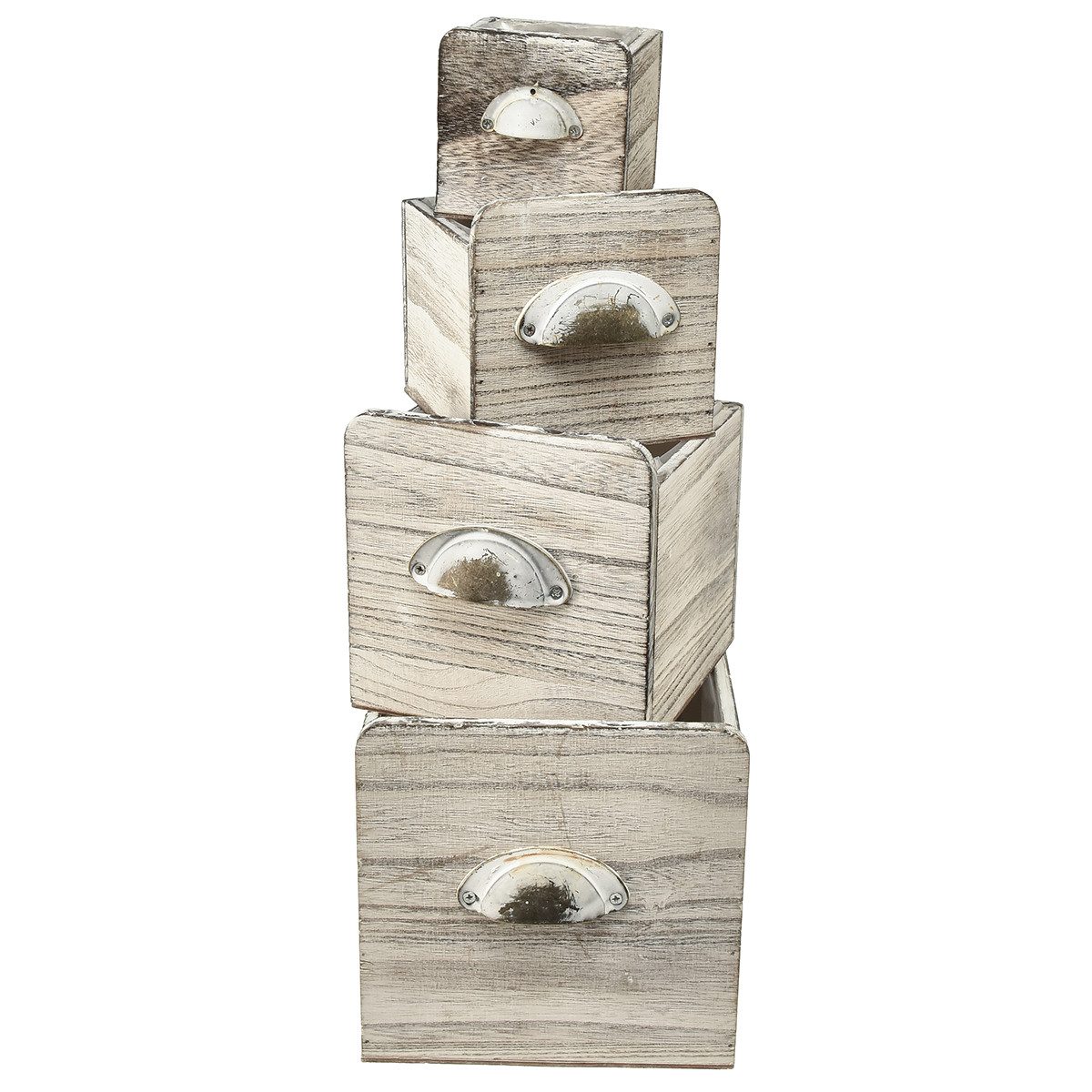 Florists Products Dekokorb 4er Set Holz Schubladenboxen mit Griff - Rustikale