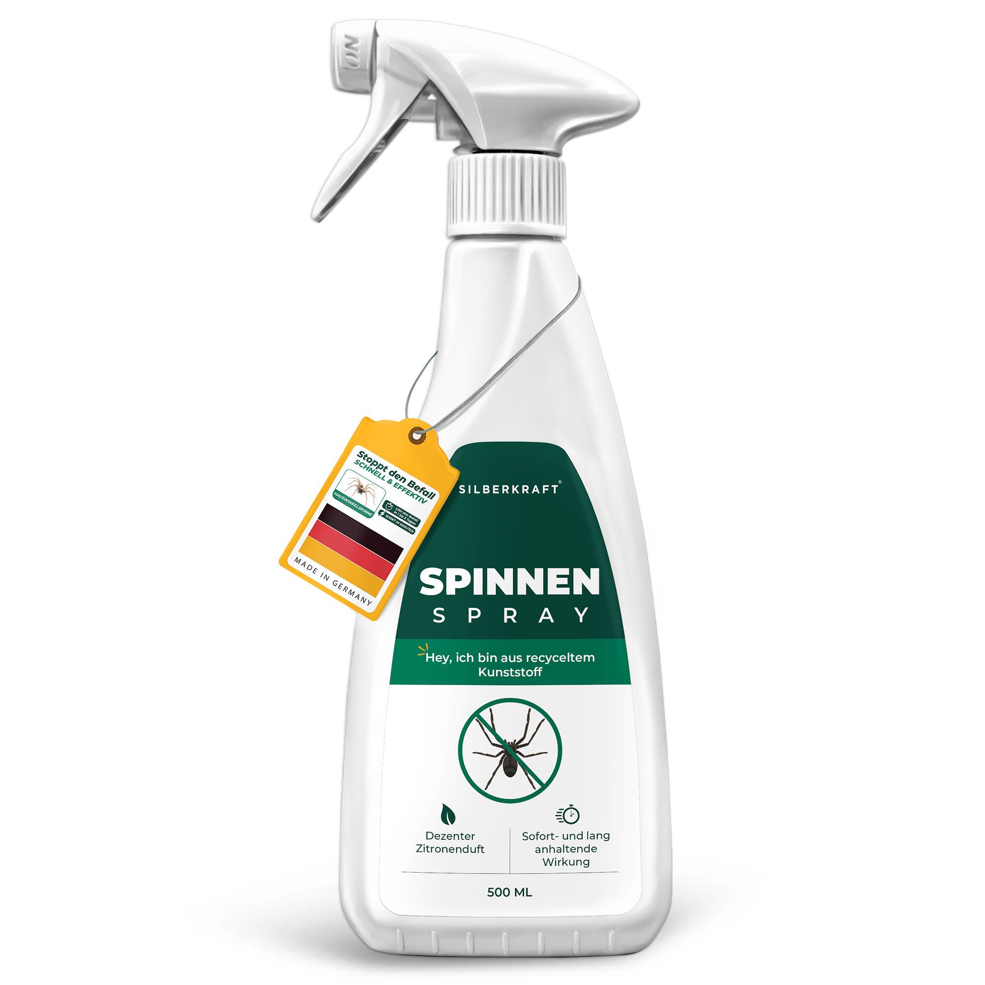 Silberkraft Insektenspray Silberkraft Spinnenspray gegen Spinnen in Haus, Wohnung & Garten, 500 ml, 1-St., Langzeitwirkung, Alternative zu Spinnengift & Spinnenfallen