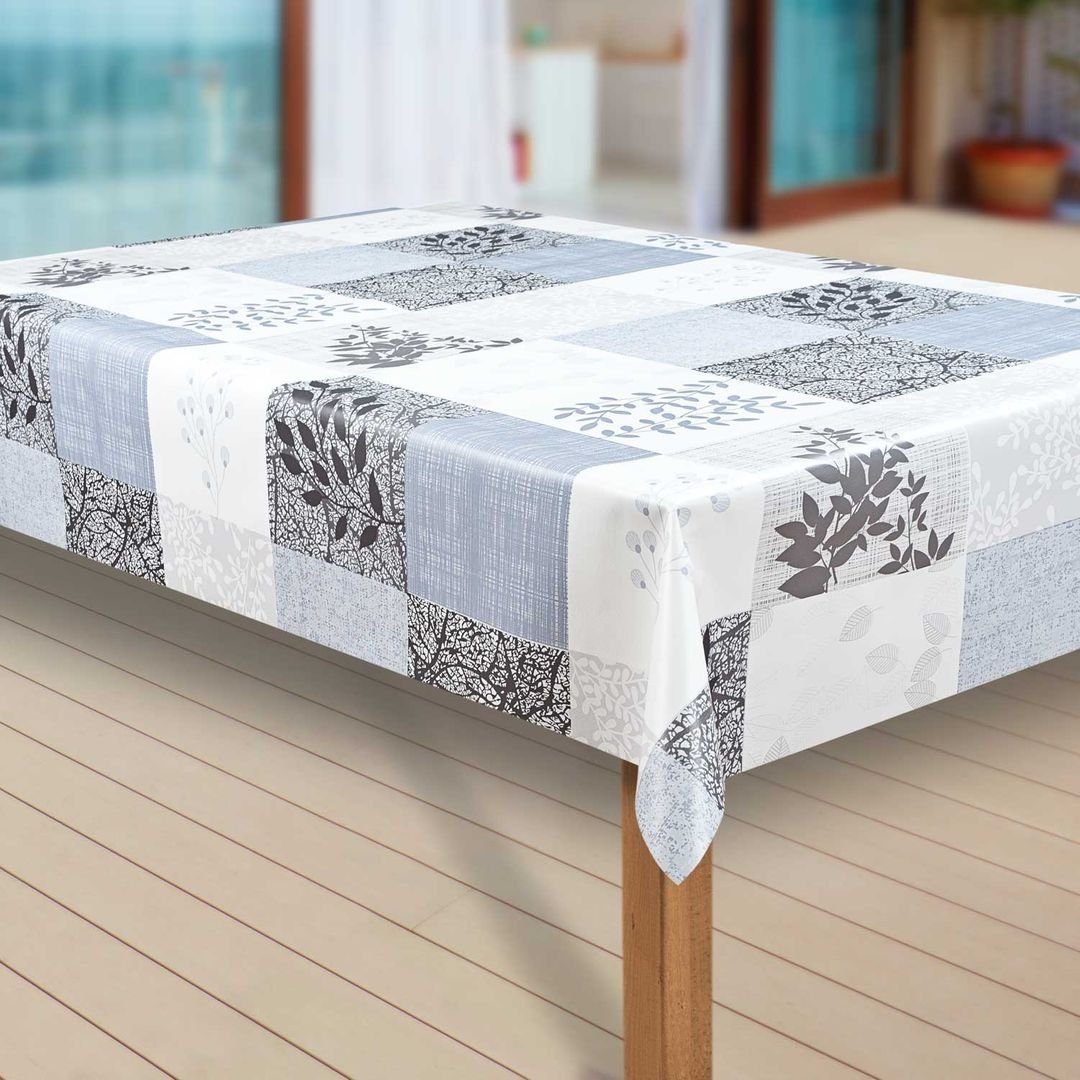 laro Tischdecke Wachstuch-Tischdecken Abwaschbar Blumen Grau. günstig online kaufen
