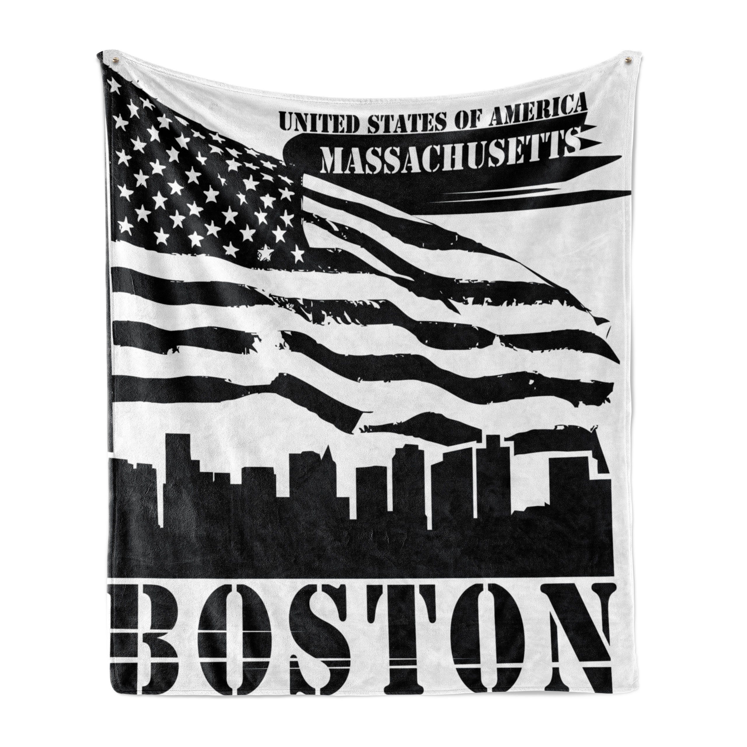 Wohndecke Gemütlicher Plüsch für den Innen- und Außenbereich, Abakuhaus, Boston Flatternde Grungy Flagge