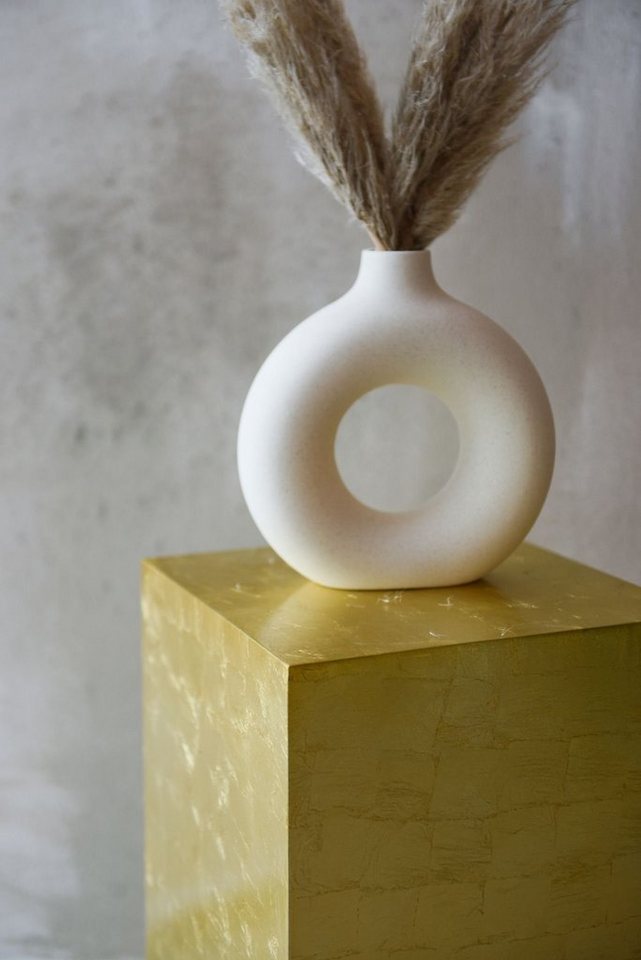 Thumbnail - VIVANNO Blumenständer Podest Säule Dekosäule Fiberglas, Gold Hochglanz - 30x30x60 cm