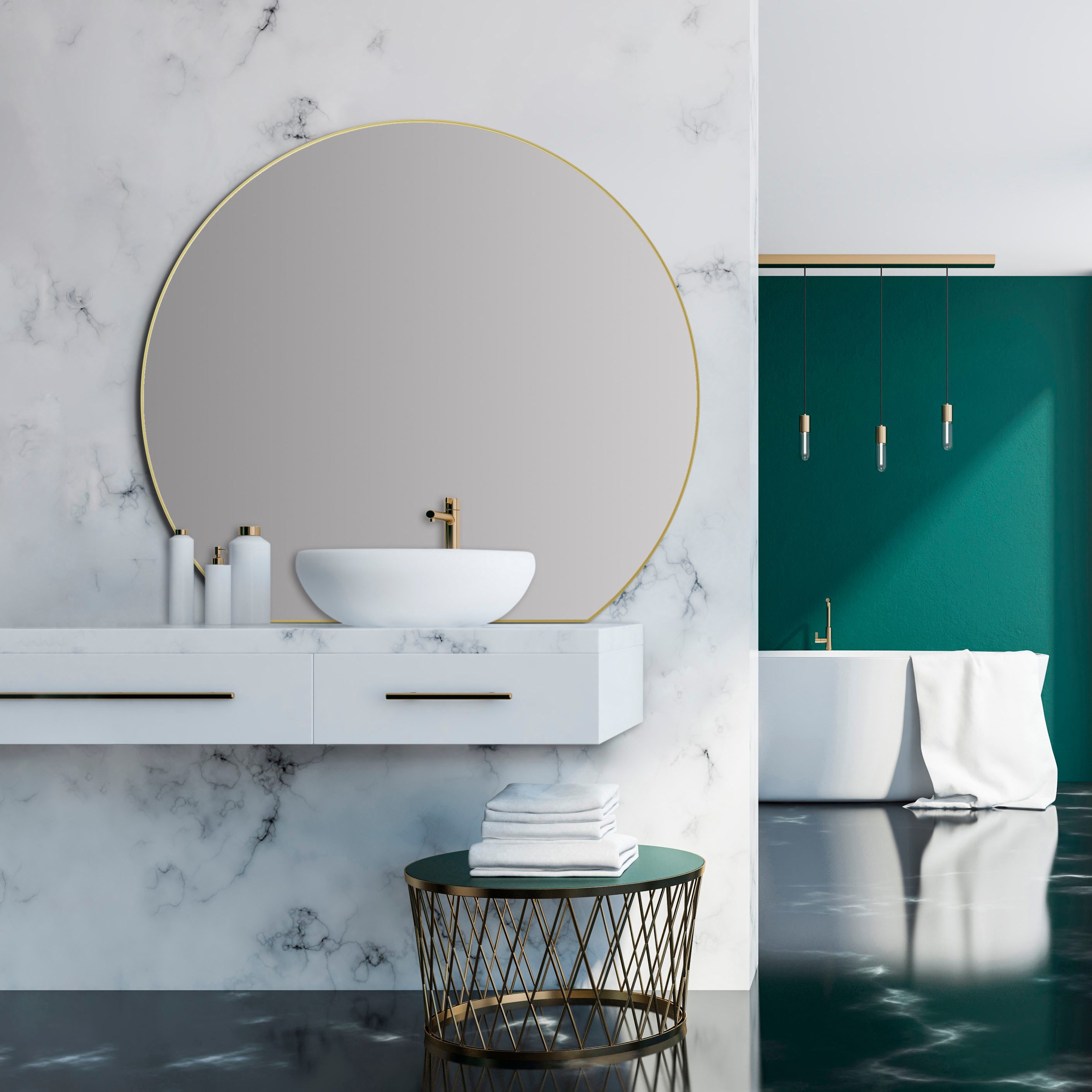 Talos Badspiegel Picasso, hochwertiger Aluminiumrahmen