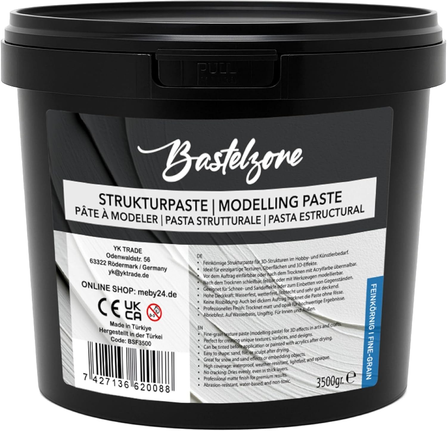 Greenpoint Strukturpaste Strukturpaste Modellierpaste Spachtelmasse - Acrylmalerei & Leinwand, XXL 3,5 kg für 3D-Effekte, Reliefs und kreative Texturen