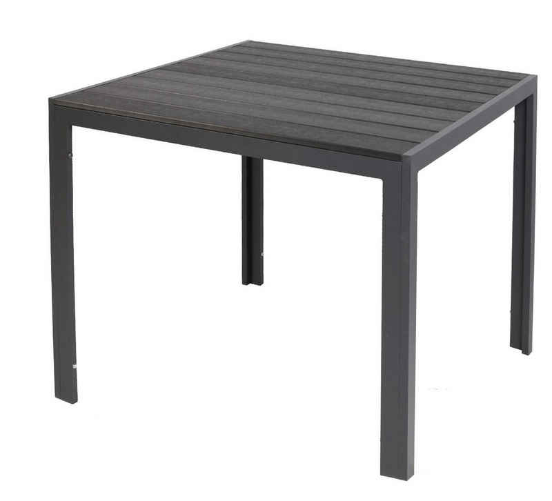 Trendmöbel24 Gartentisch Gartentisch Comfort 80 x 80 cm mit Nonwood Platte Gestell Aluminium